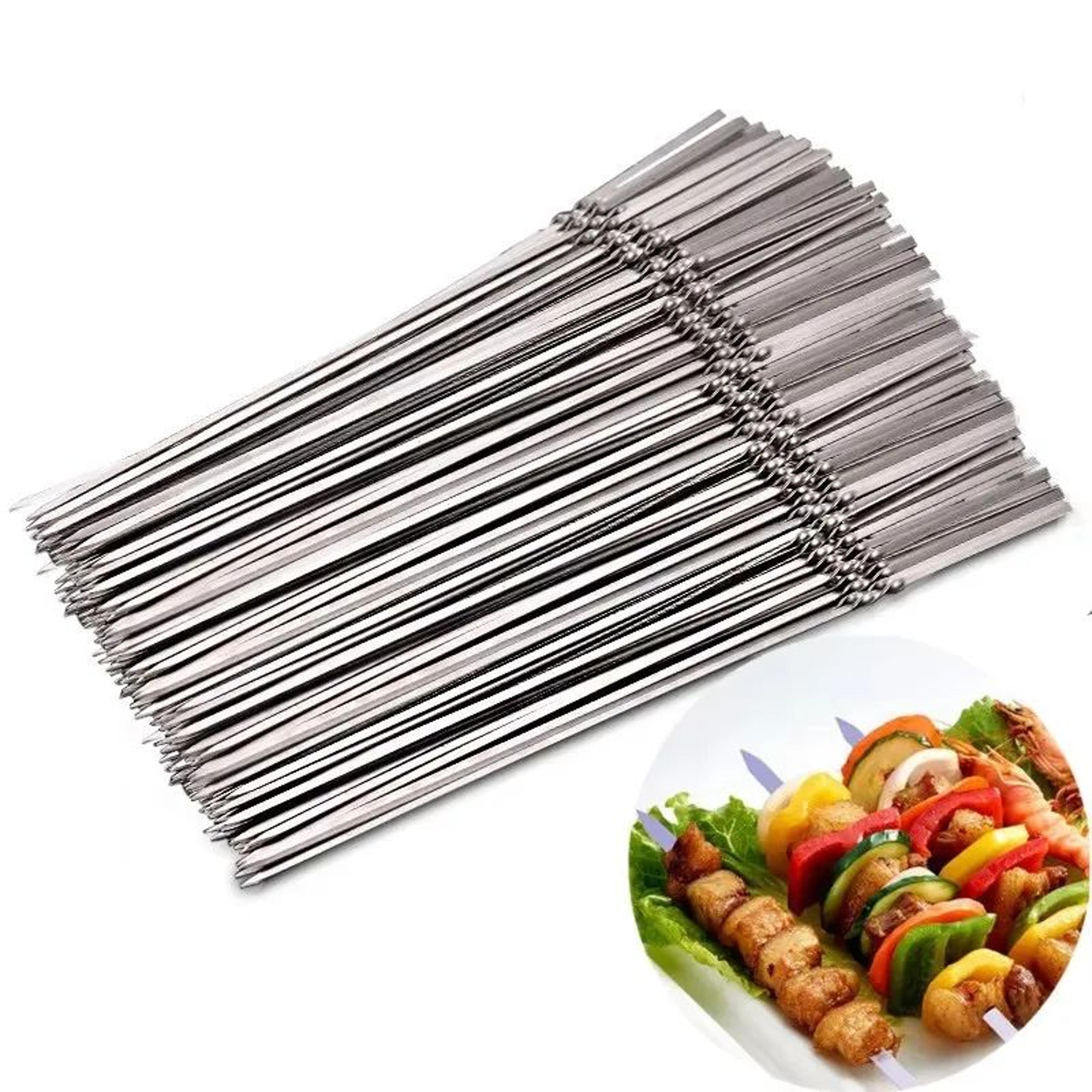 10/30/50pcs reusable stainless steel bbq skewers for kebab grilling and camping