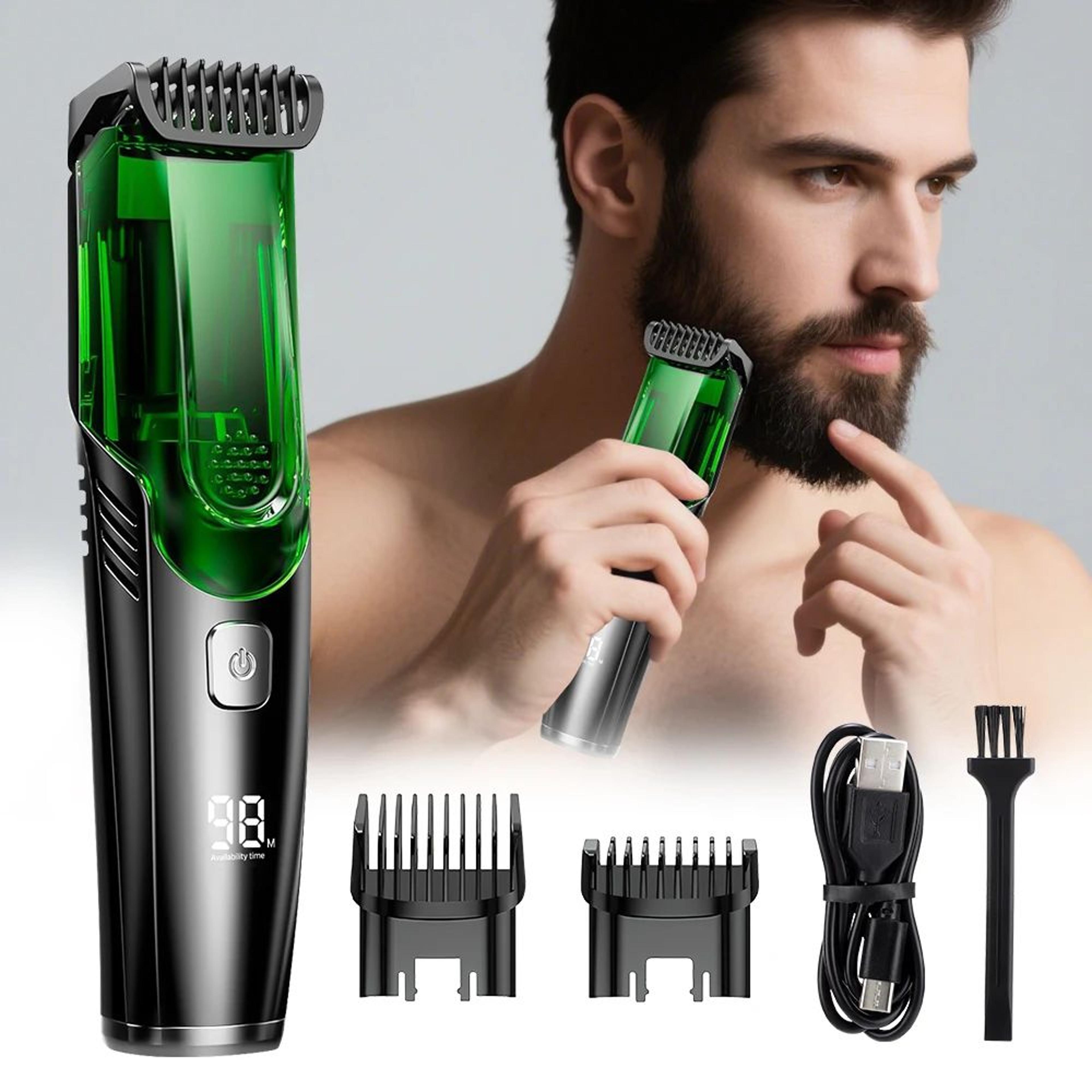 vacuum beard trimmer for men rechargeable cordless shaver with 20 length settings