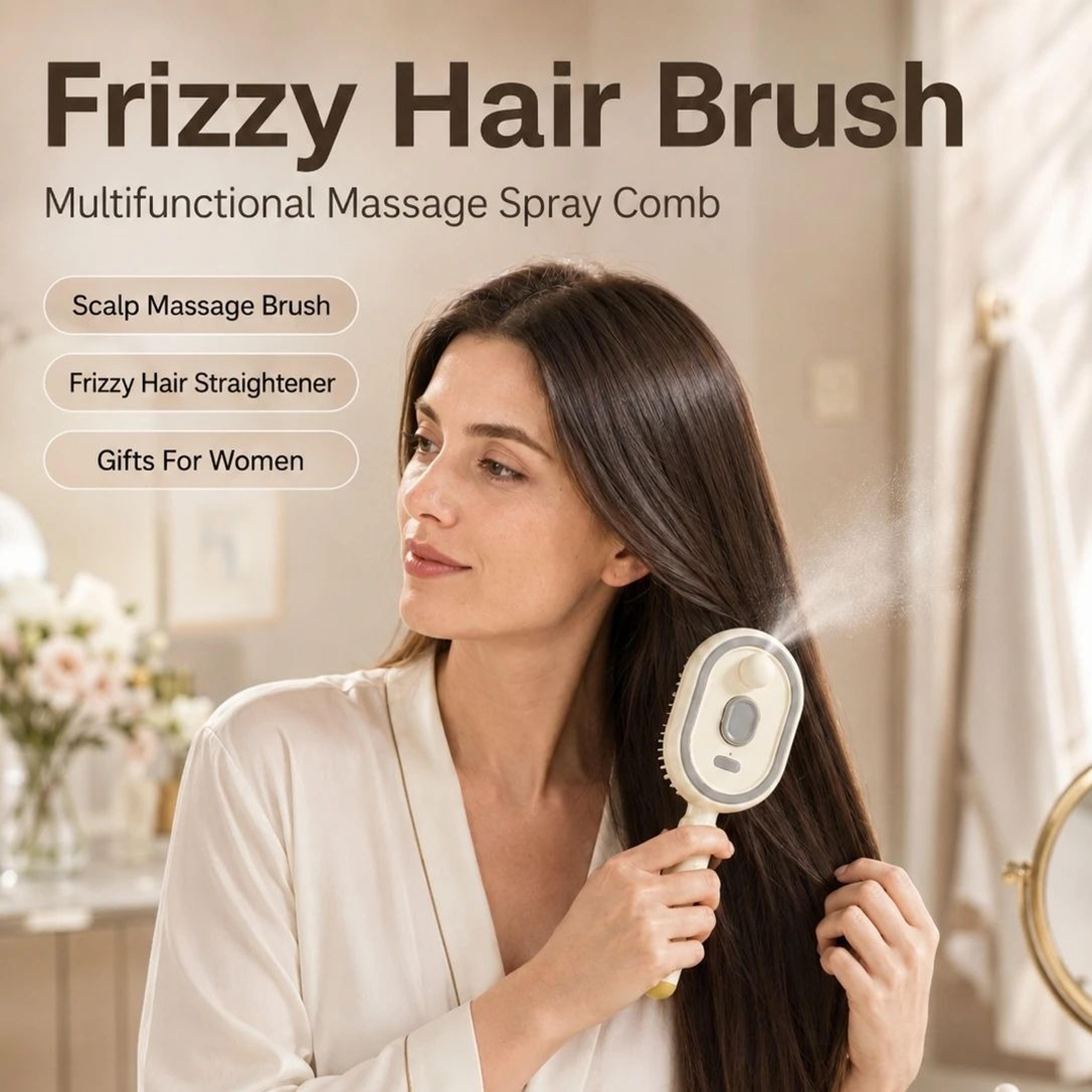 multifunctional spray hair brush with scalp massage and anti-frizz detangling