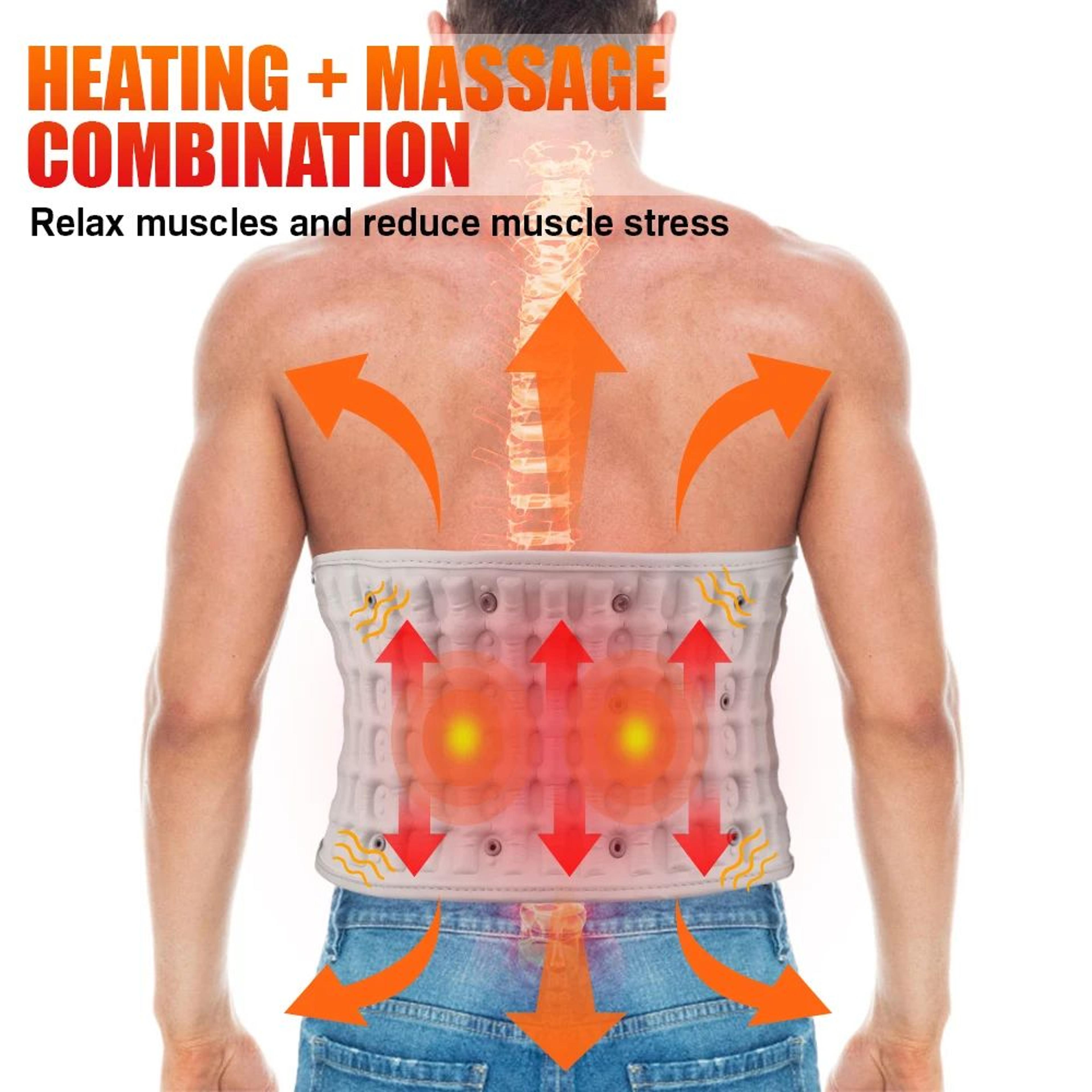 rechargeable inflatable lumbar traction belt with heat and vibration massage
