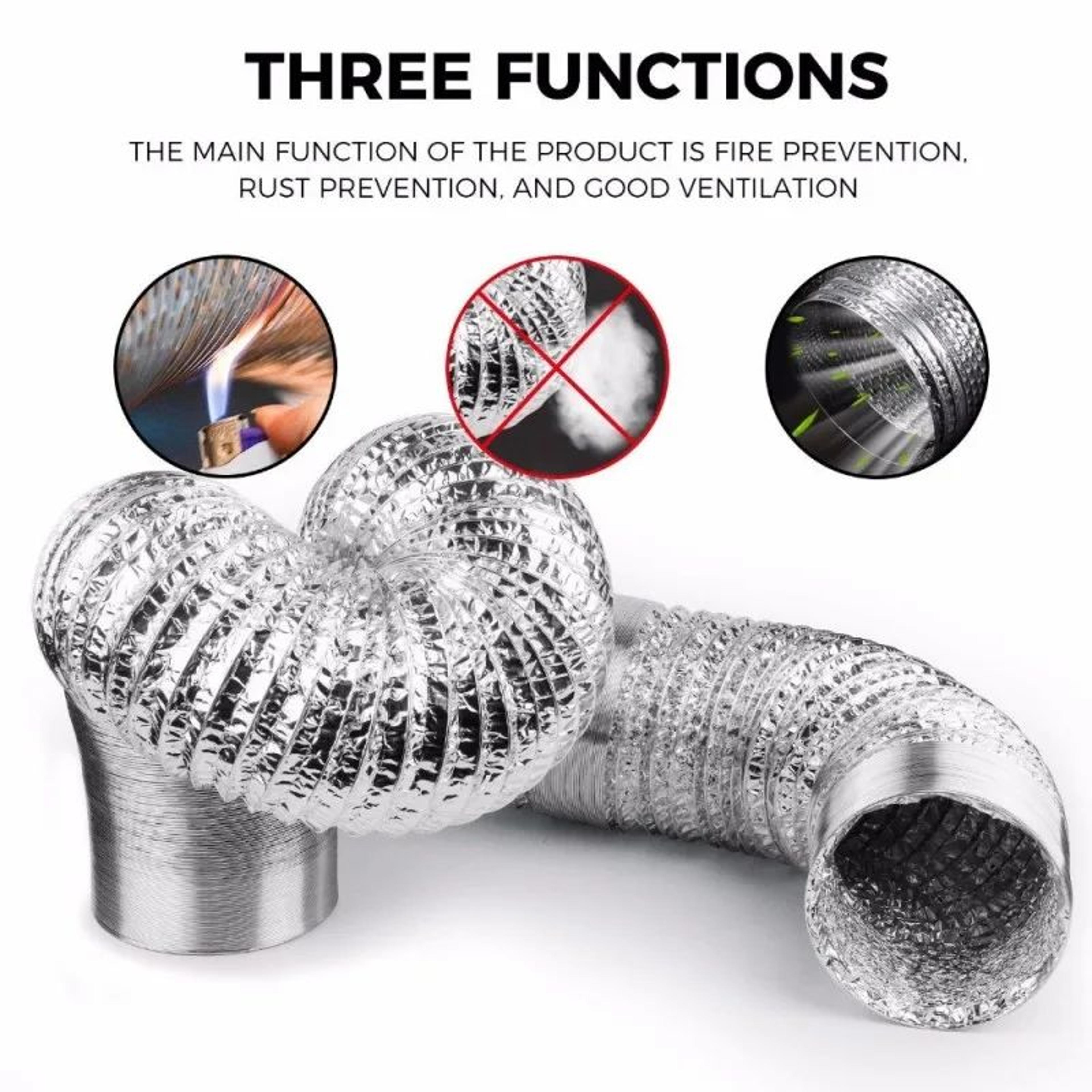 flexible aluminum foil ventilation duct hose 1.5 m for kitchen bathroom hvac exhaust