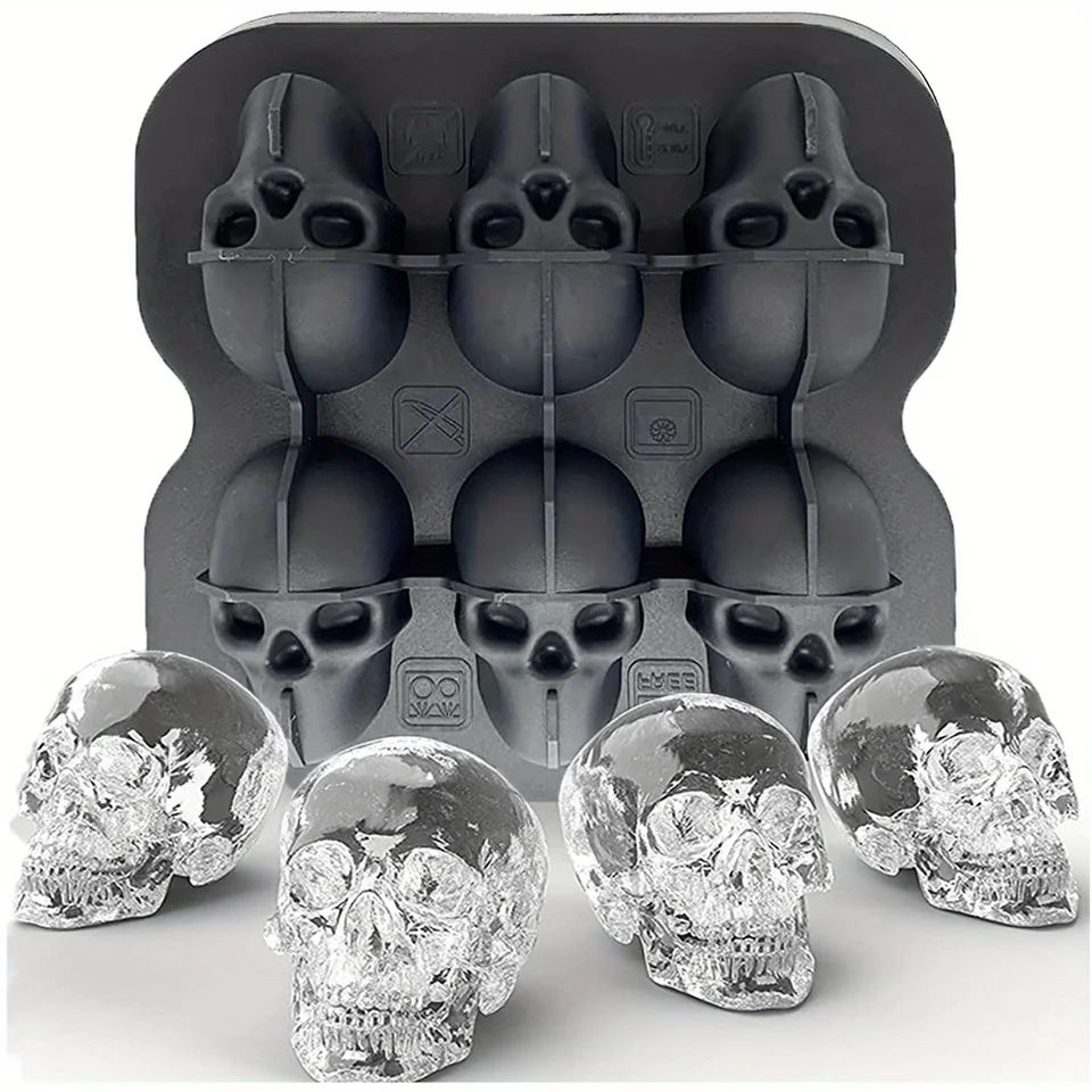 3d skull silicone ice mold for whiskey cocktails and halloween drinks
