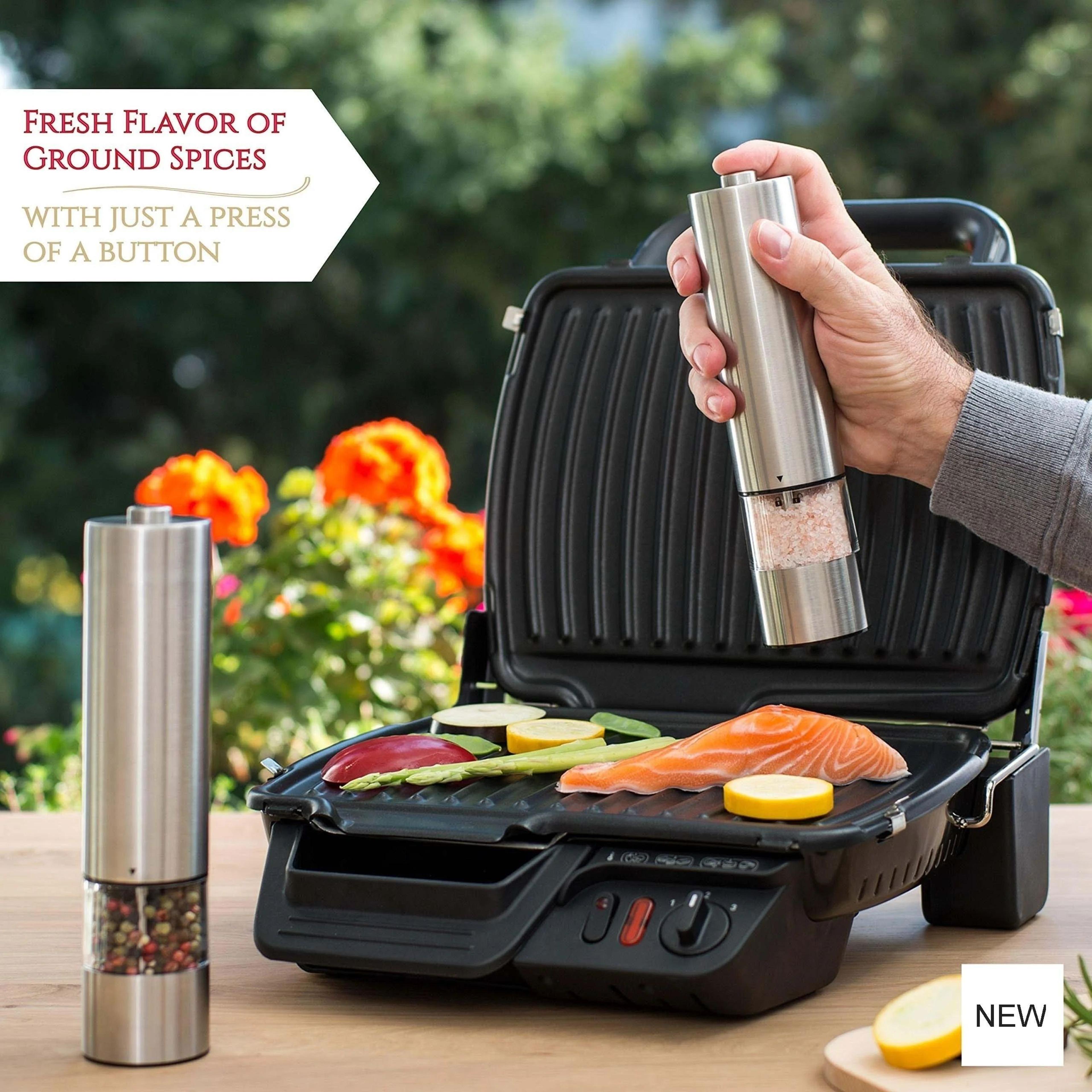 electric salt and pepper grinder set with led light and adjustable coarseness