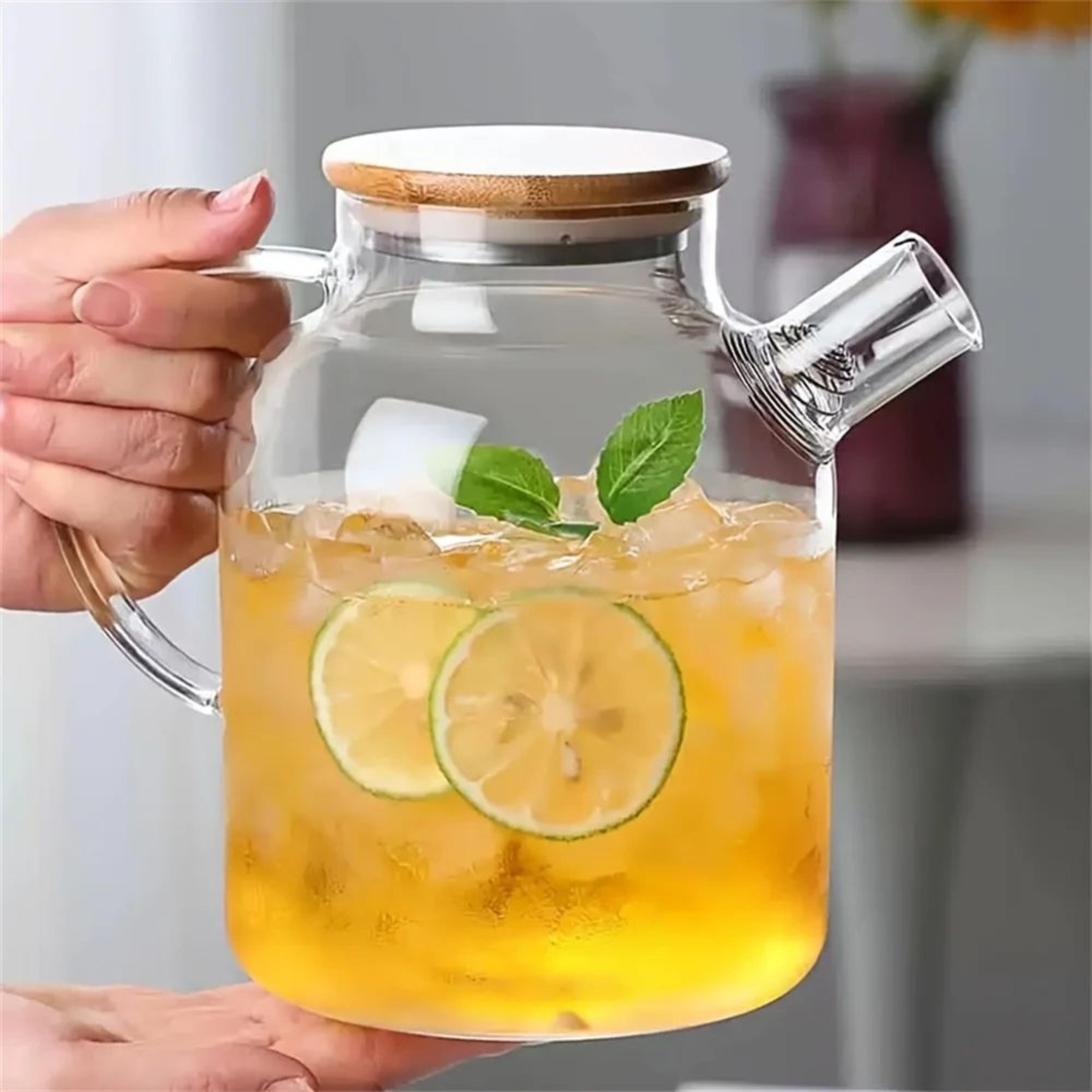 1l/1.8l heat resistant borosilicate glass teapot with bamboo lid