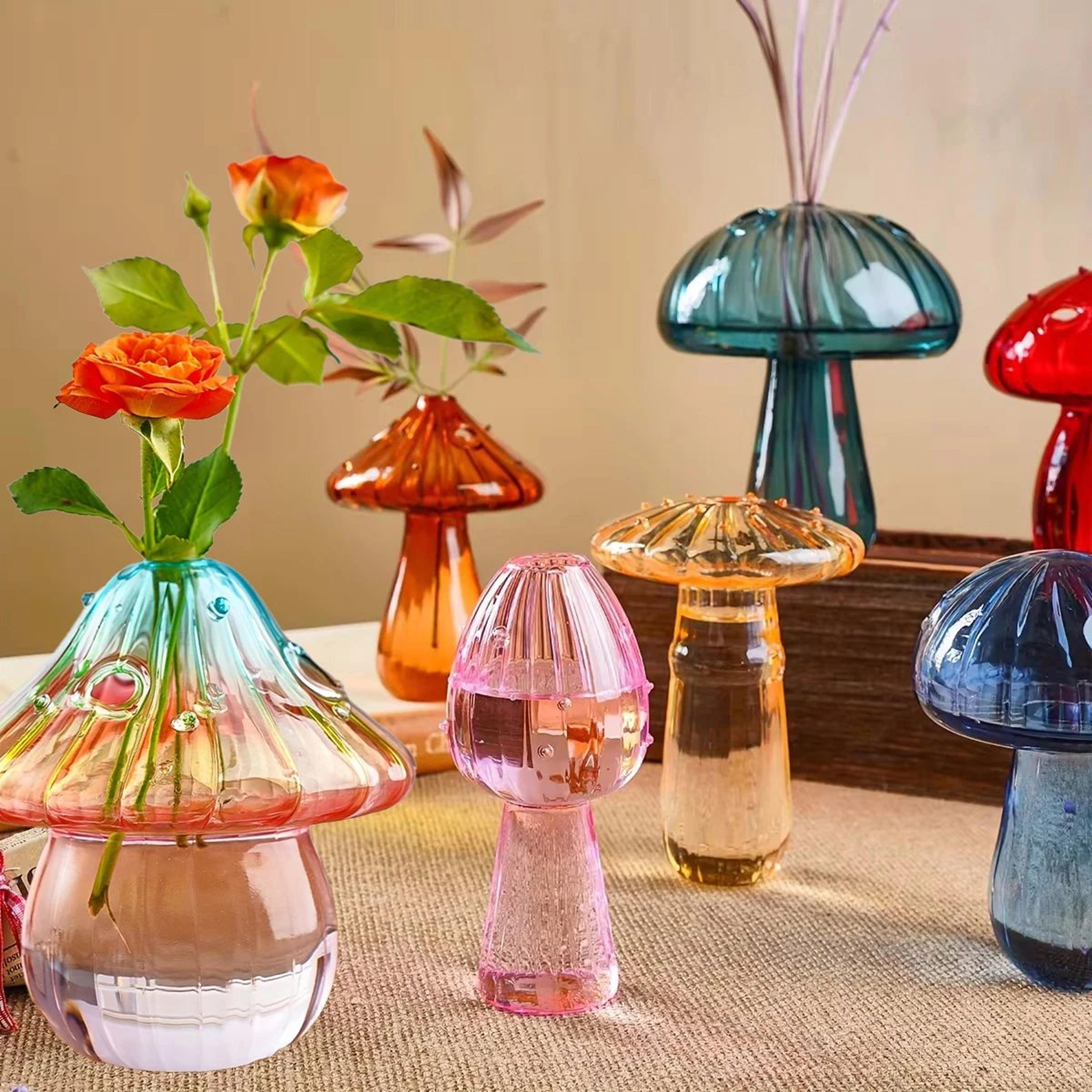 colorful glass mushroom vase nordic hydroponic flower and plant decor
