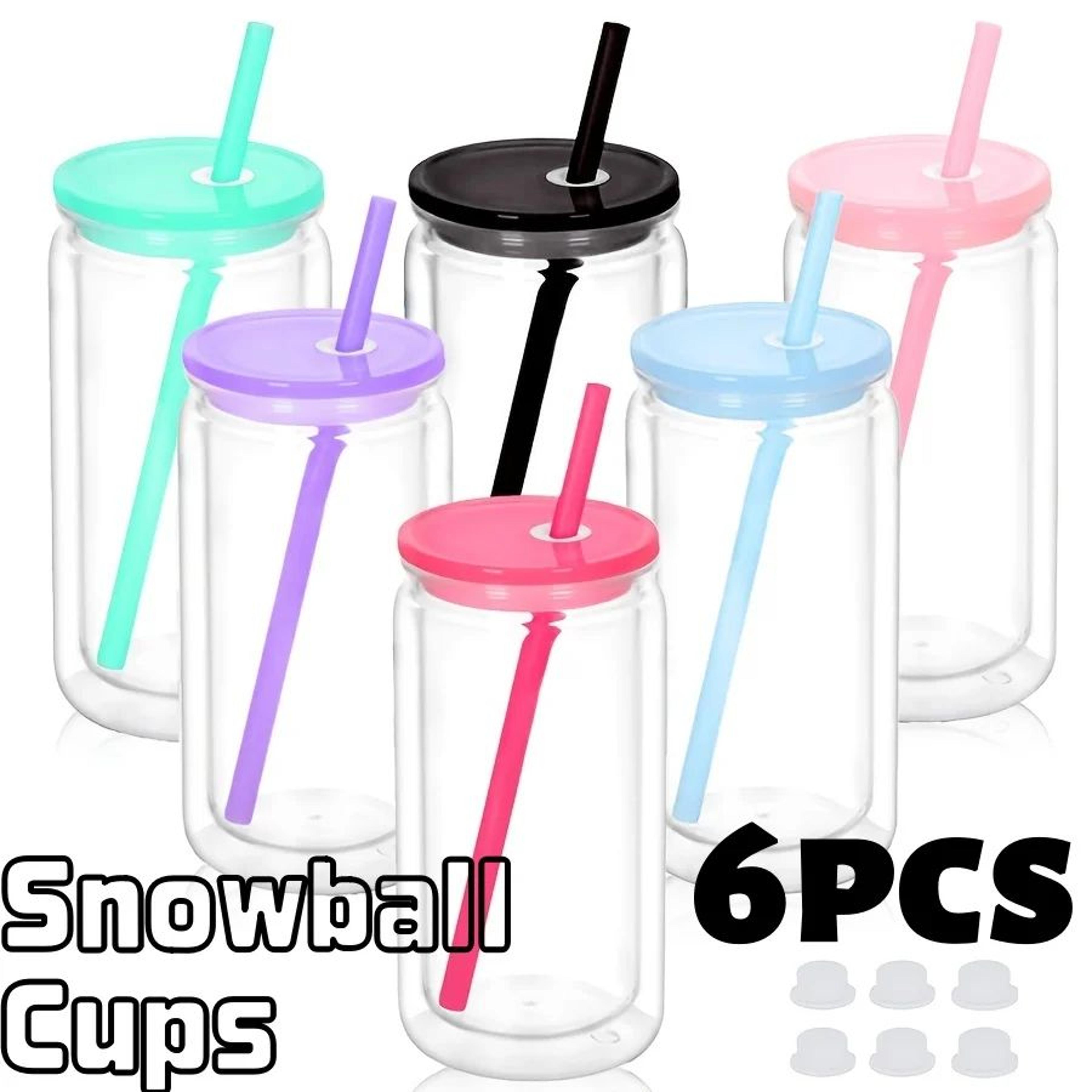 16 oz diy snow globe tumbler with pre-drilled hole and reusable mason jar cup