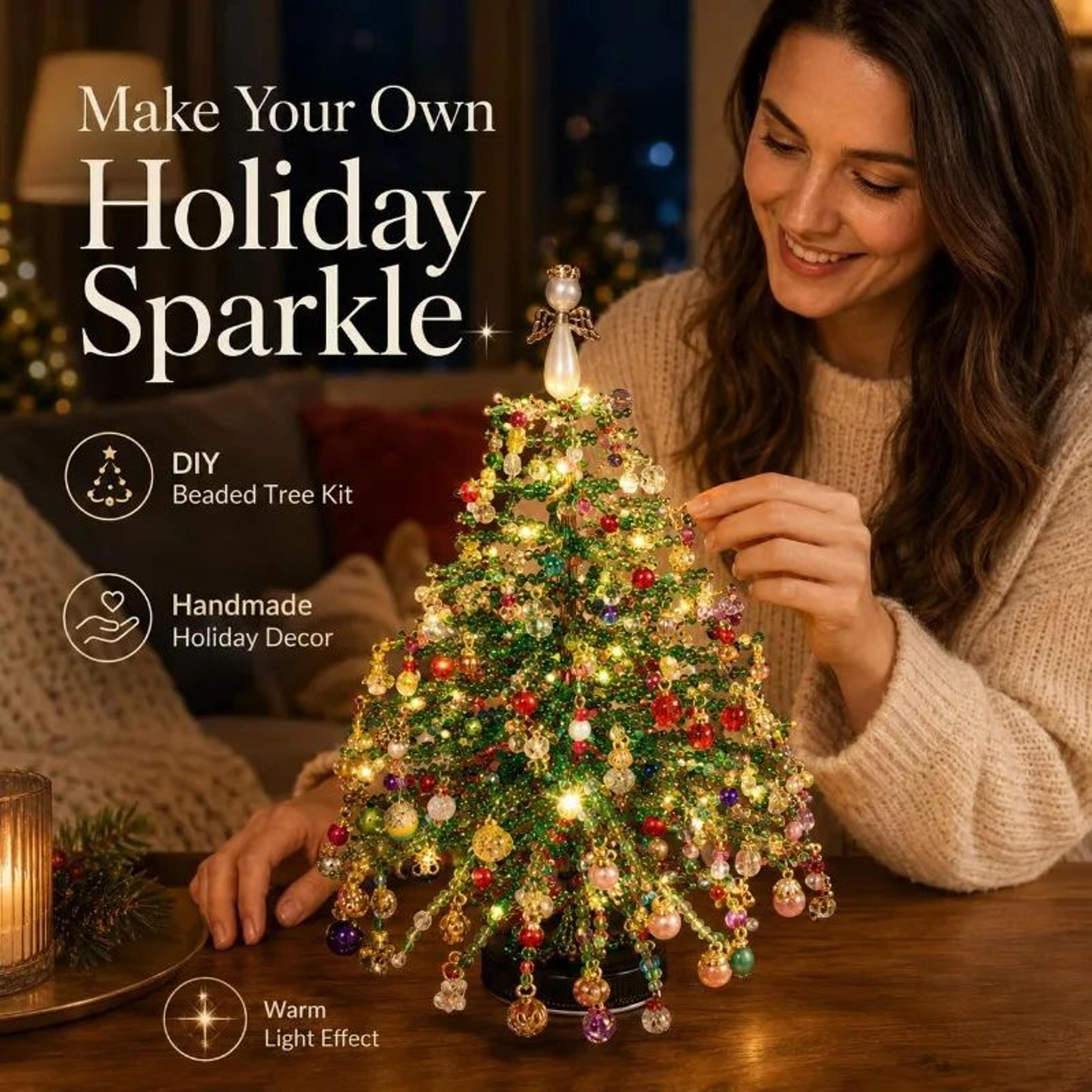 diy beaded christmas tree kit handmade holiday craft and tabletop decor