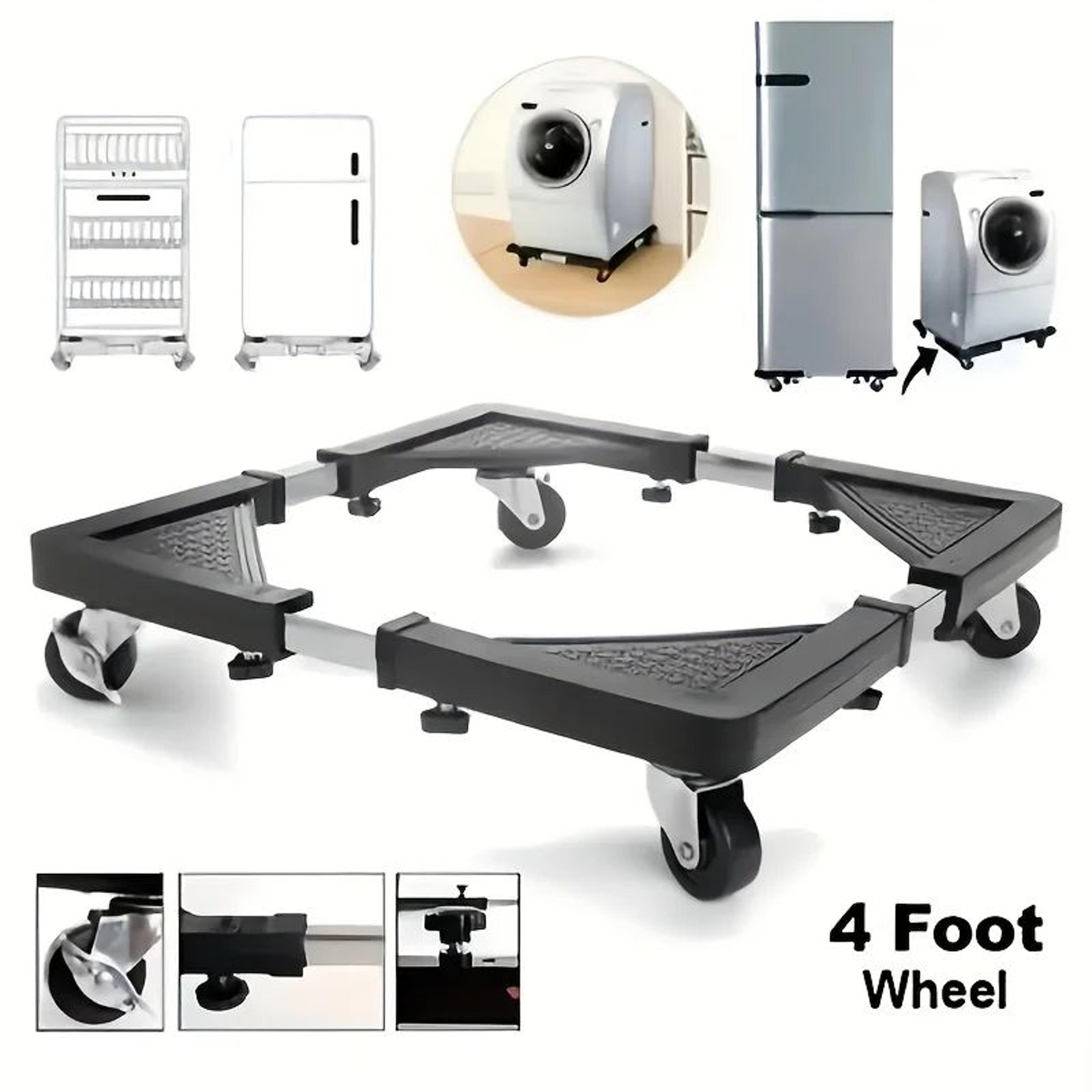 adjustable stainless steel appliance dolly cart with 4 locking wheels