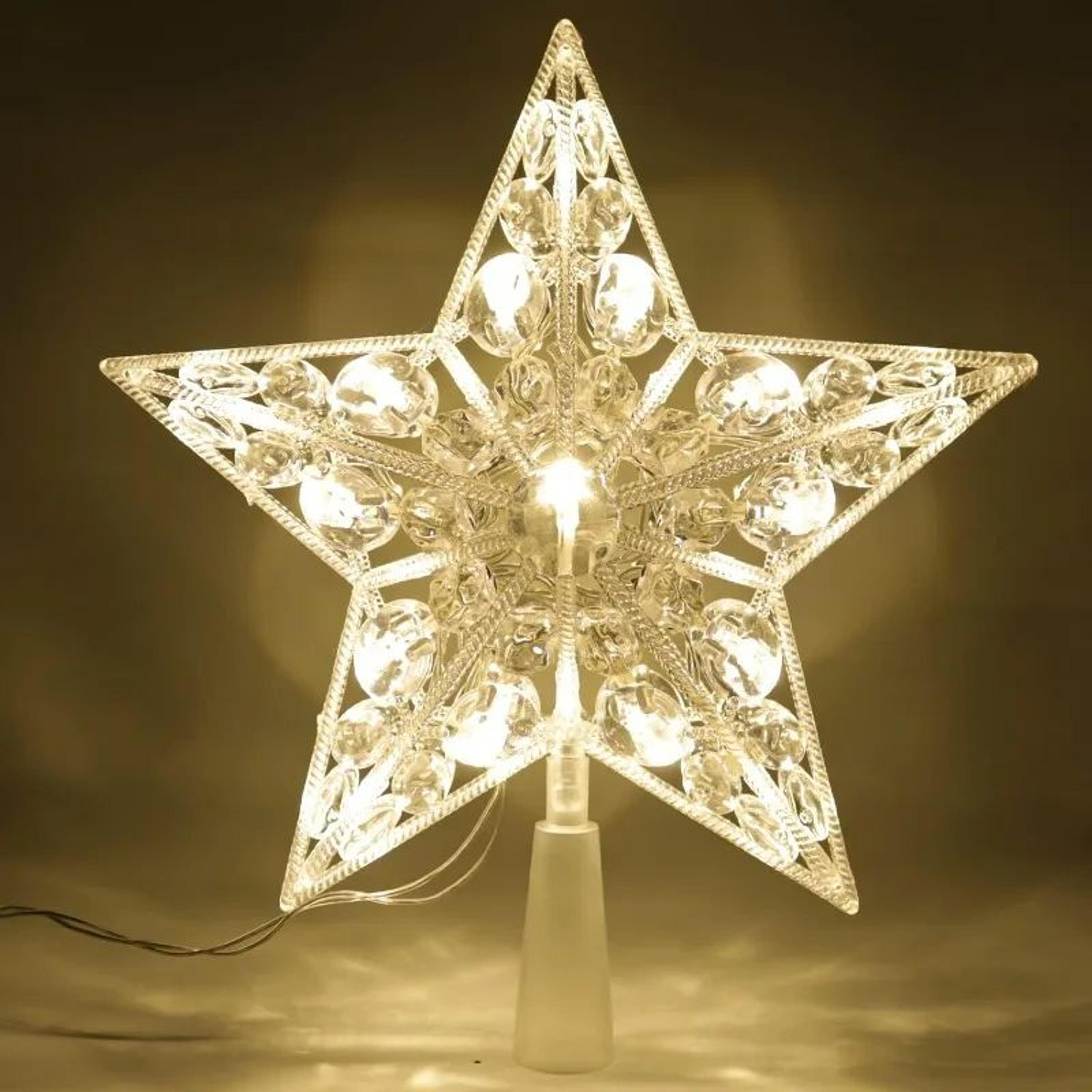 15cm warm white led christmas tree star topper light