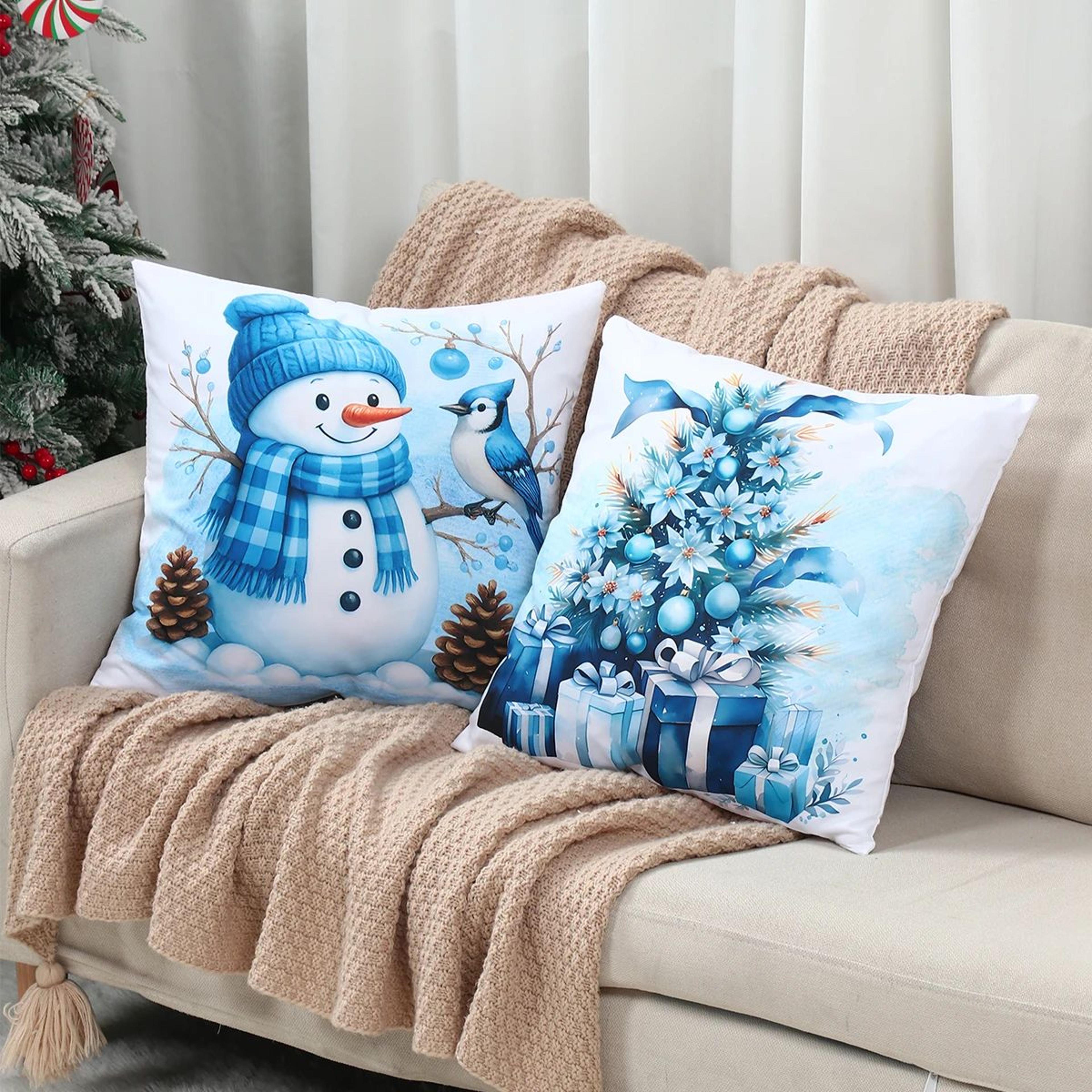 4pcs santa claus christmas throw pillow covers for holiday sofa decor