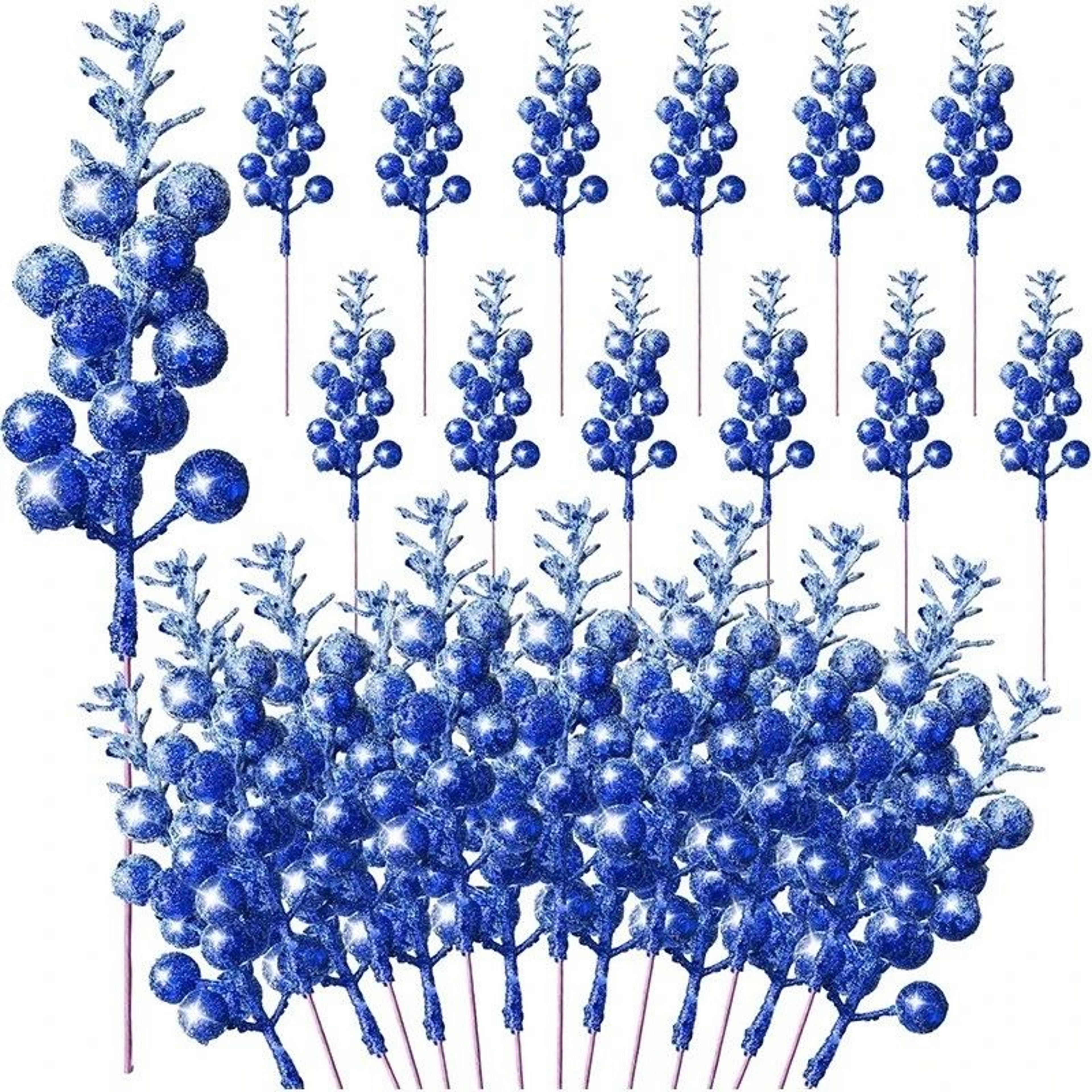 5pcs 7.5 inch christmas glitter berry stems - artificial snow berry picks for tree and wreath decor
