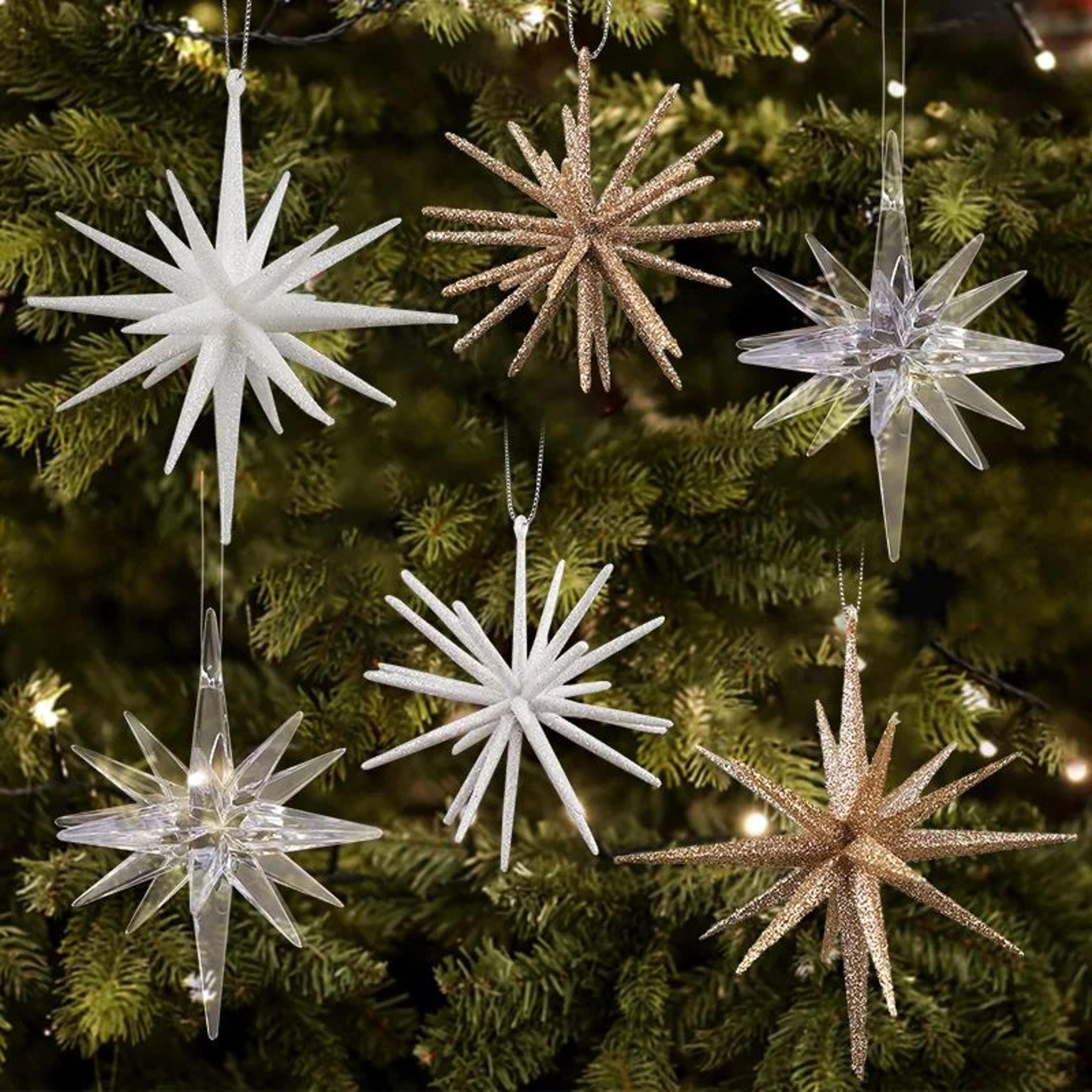 glitter exploding star christmas ornament - hanging star tree decoration
