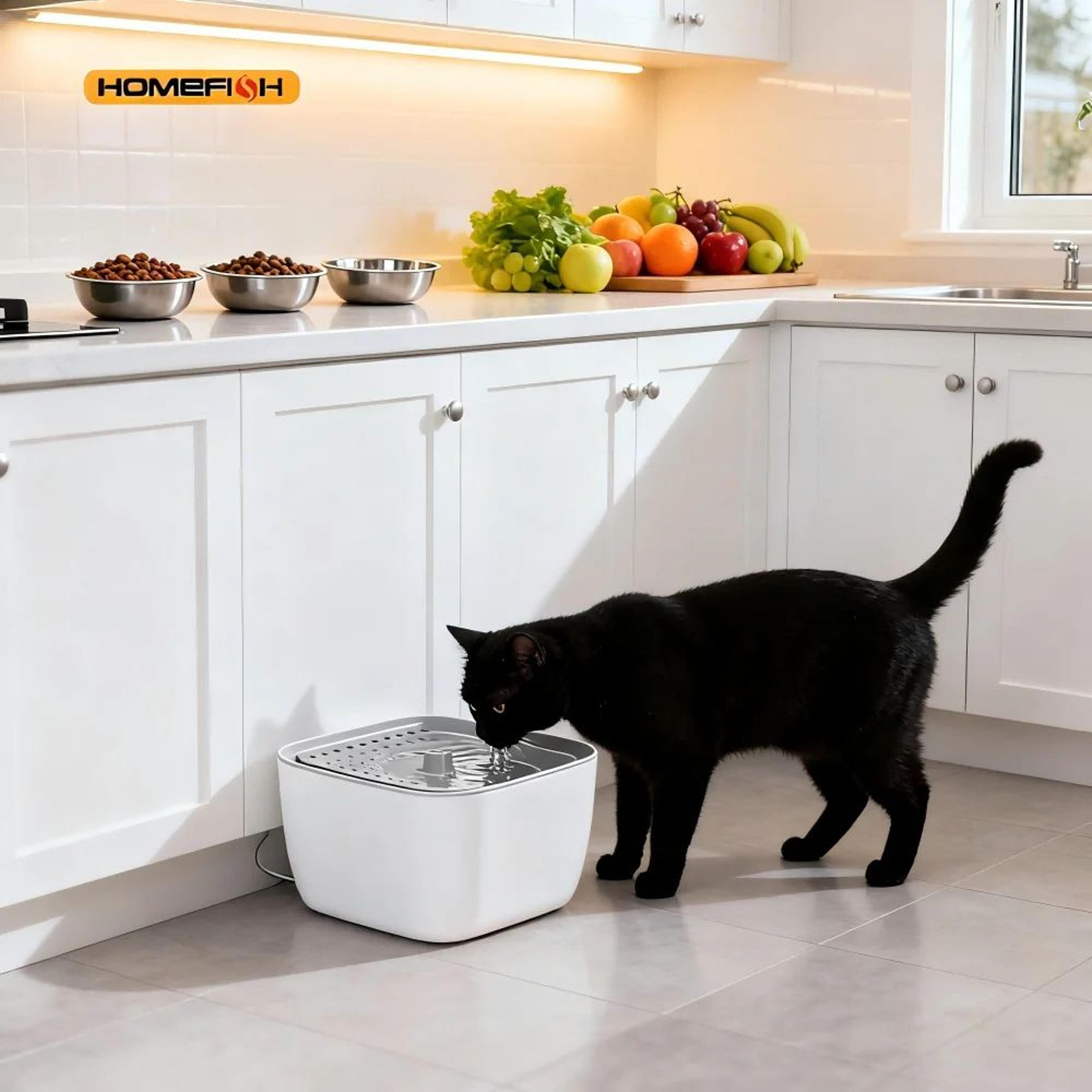 3l quiet cat water fountain with recirculating filter and usb power