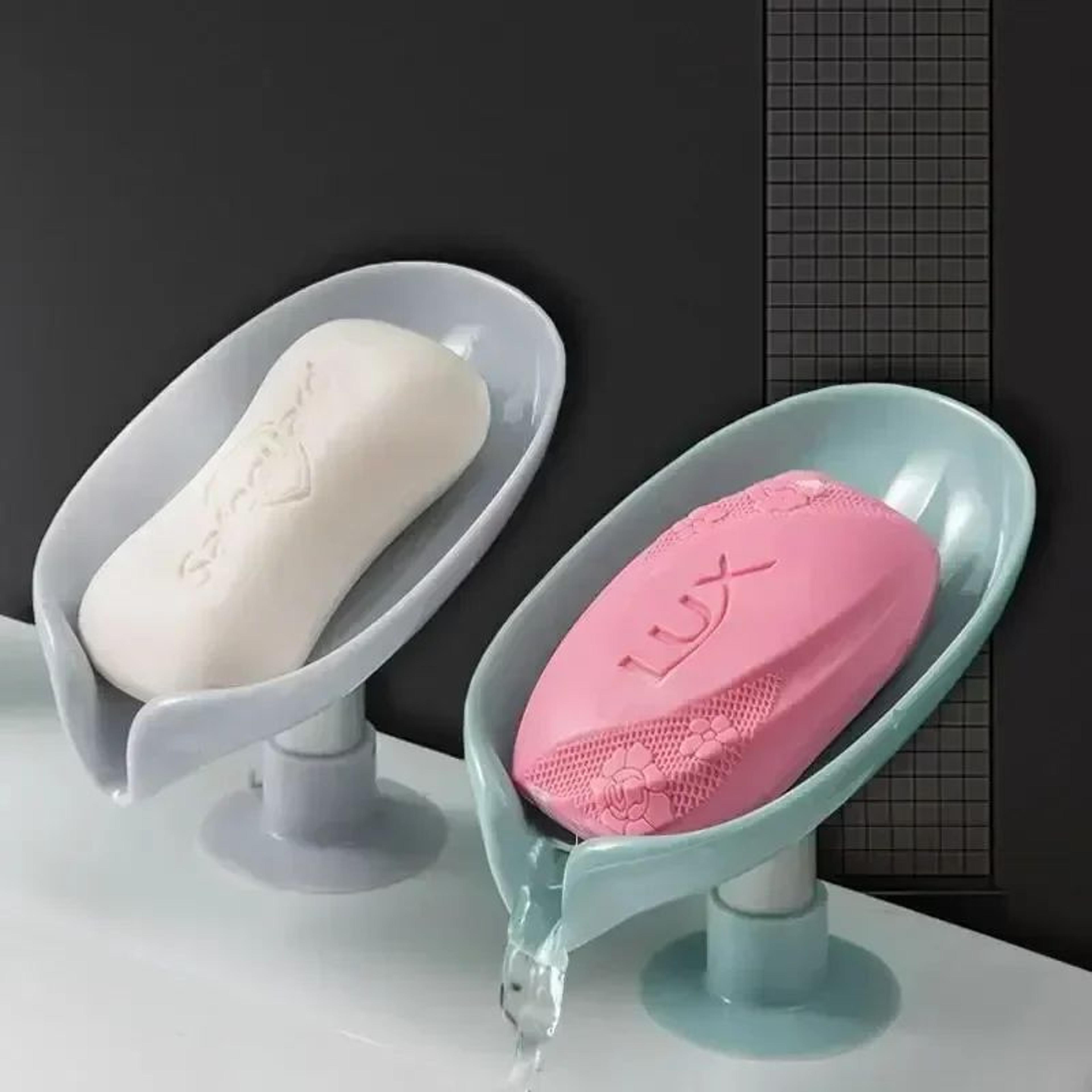 leaf shape self draining soap holder with suction cup for bathroom and kitchen