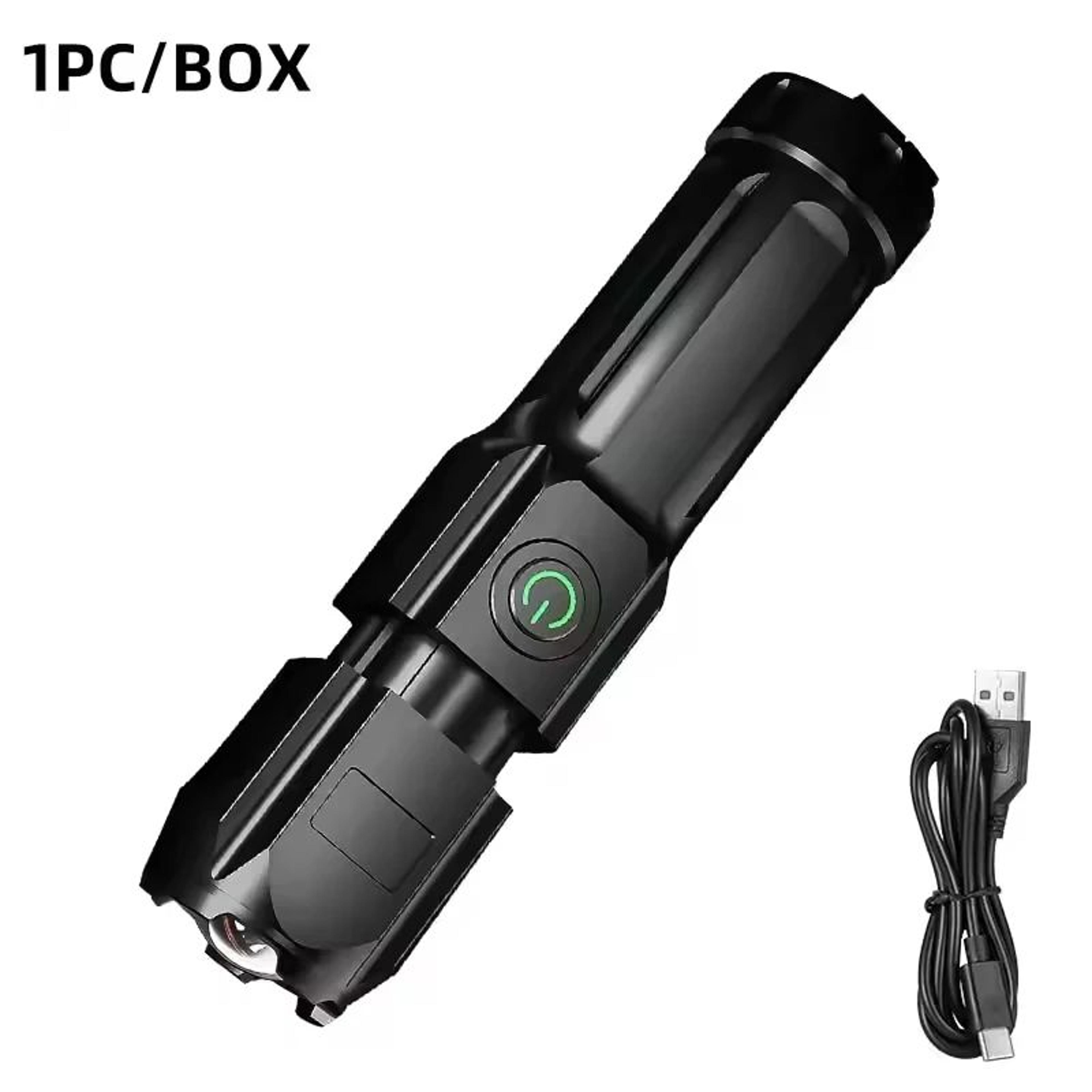 telescopic zoom rechargeable led flashlight with 4 lighting modes