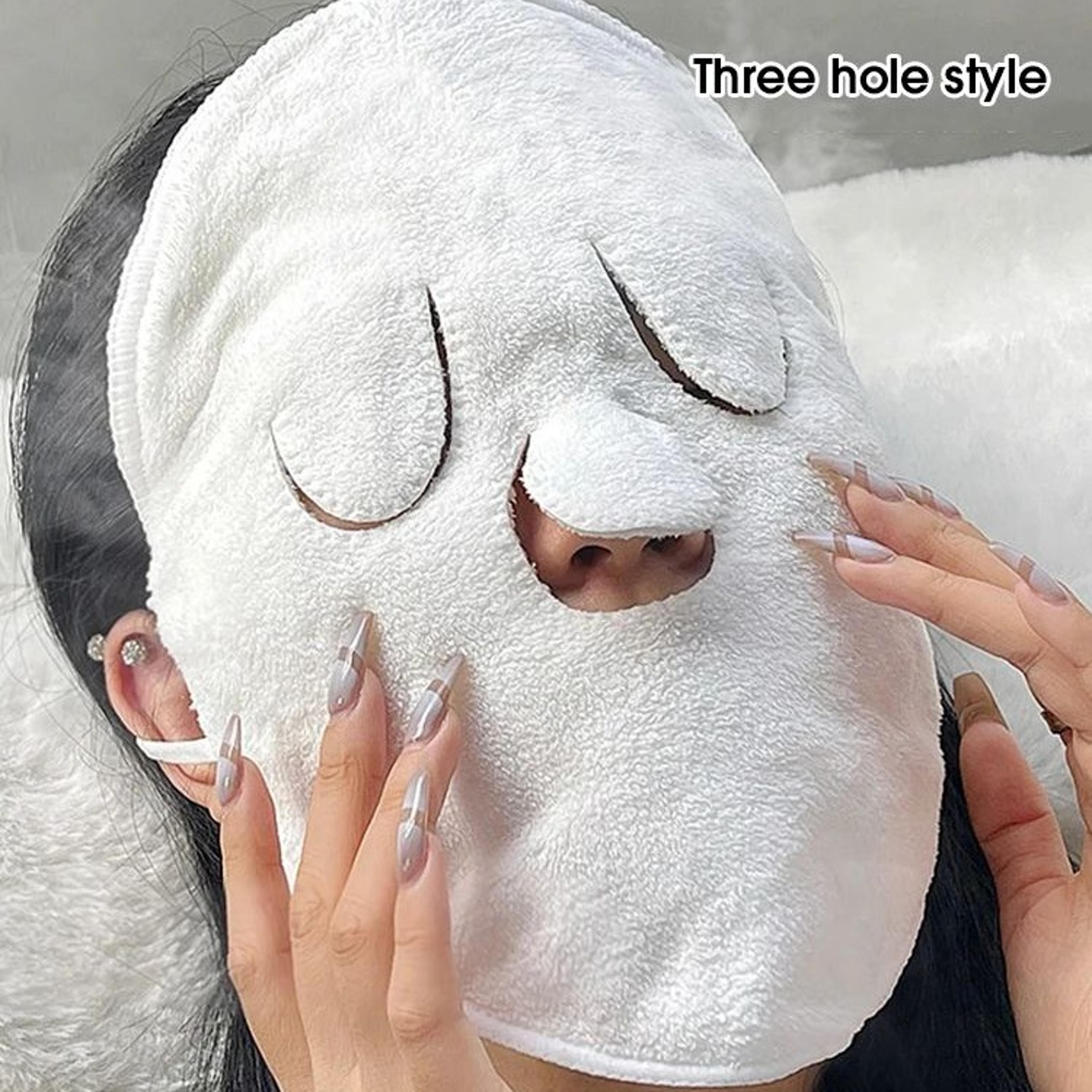 reusable hot and cold facial compress towel with ear loops