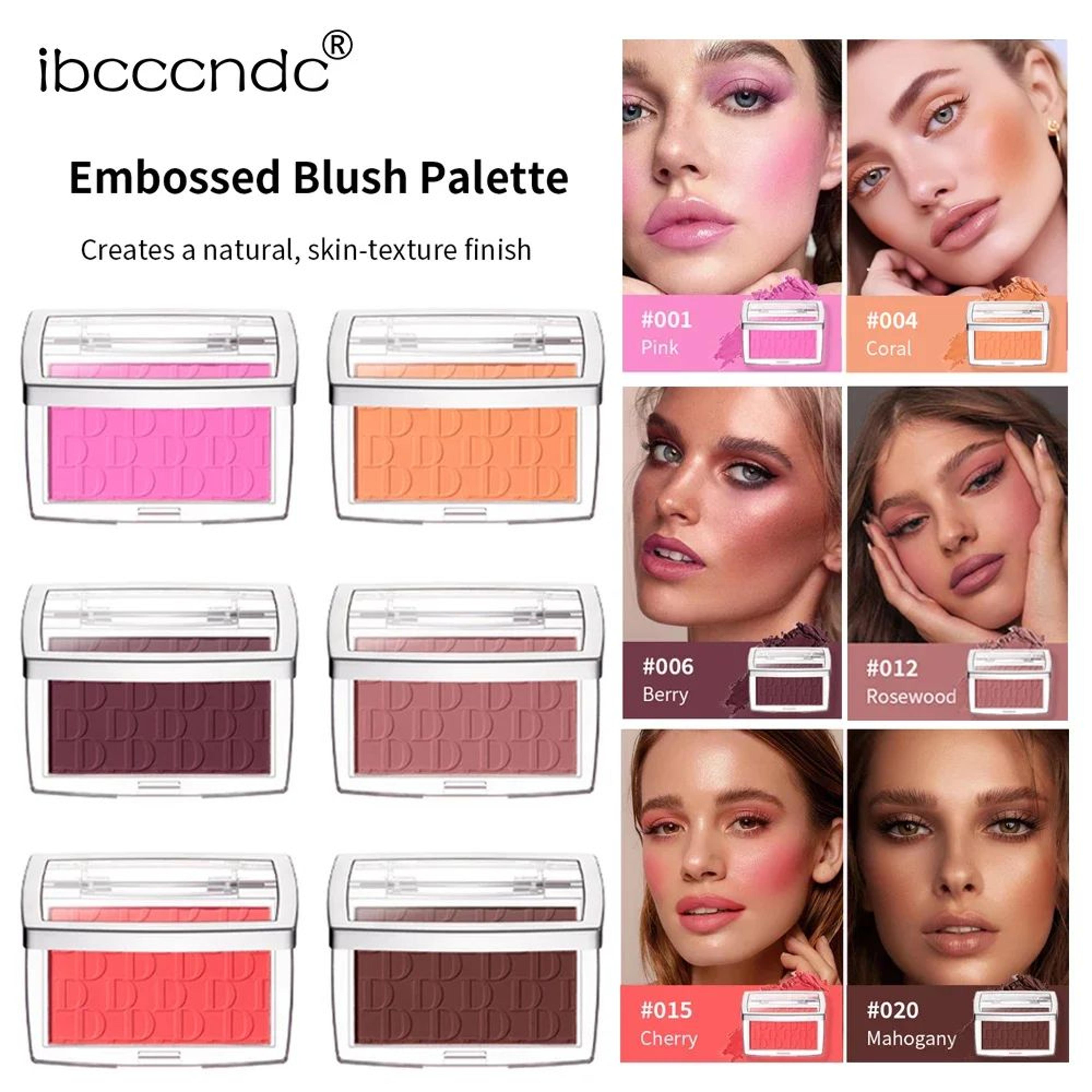 matte embossed blush powder - high pigment pink coral cheek makeup