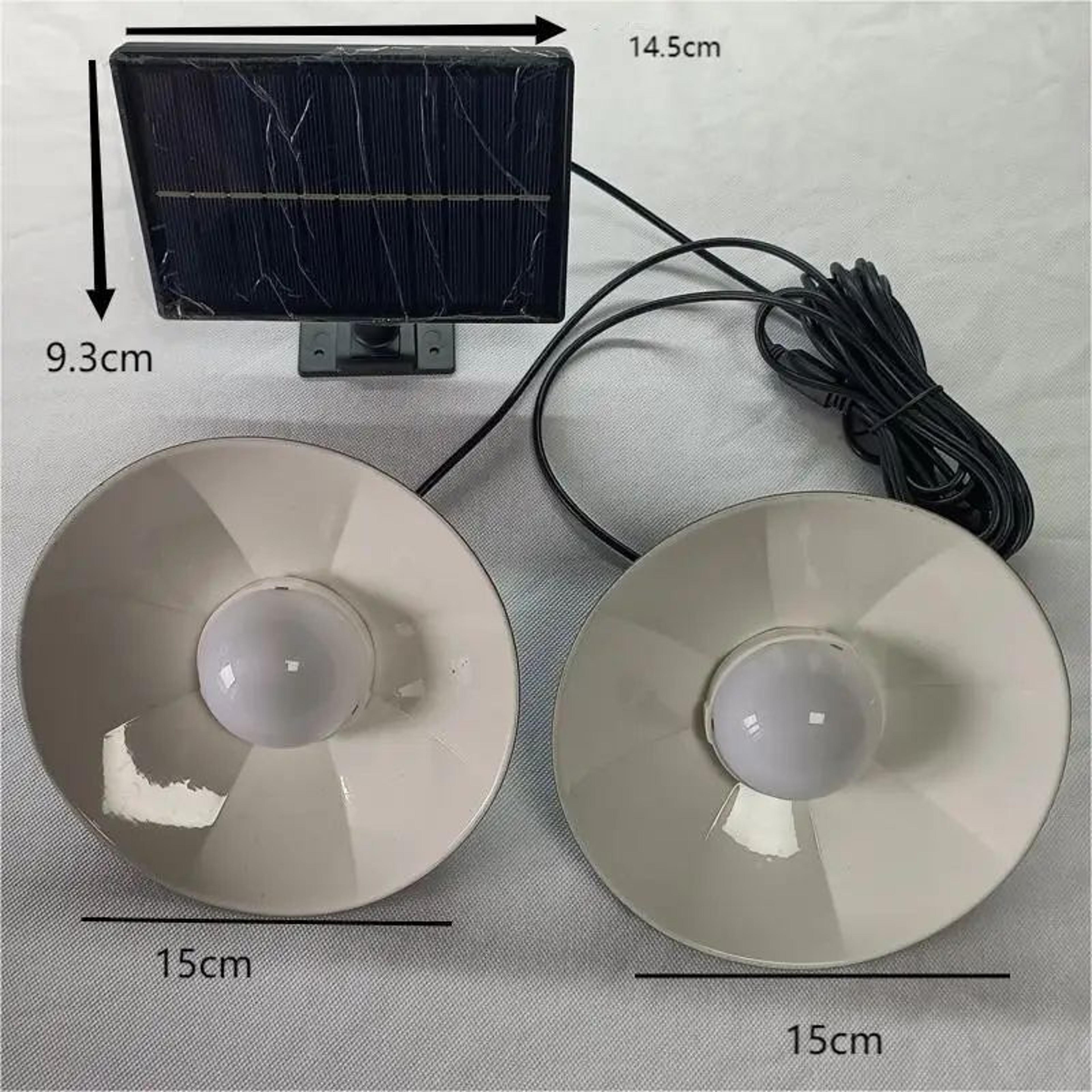 2 head solar pendant light with dual led hanging lamps for outdoor garden and shed