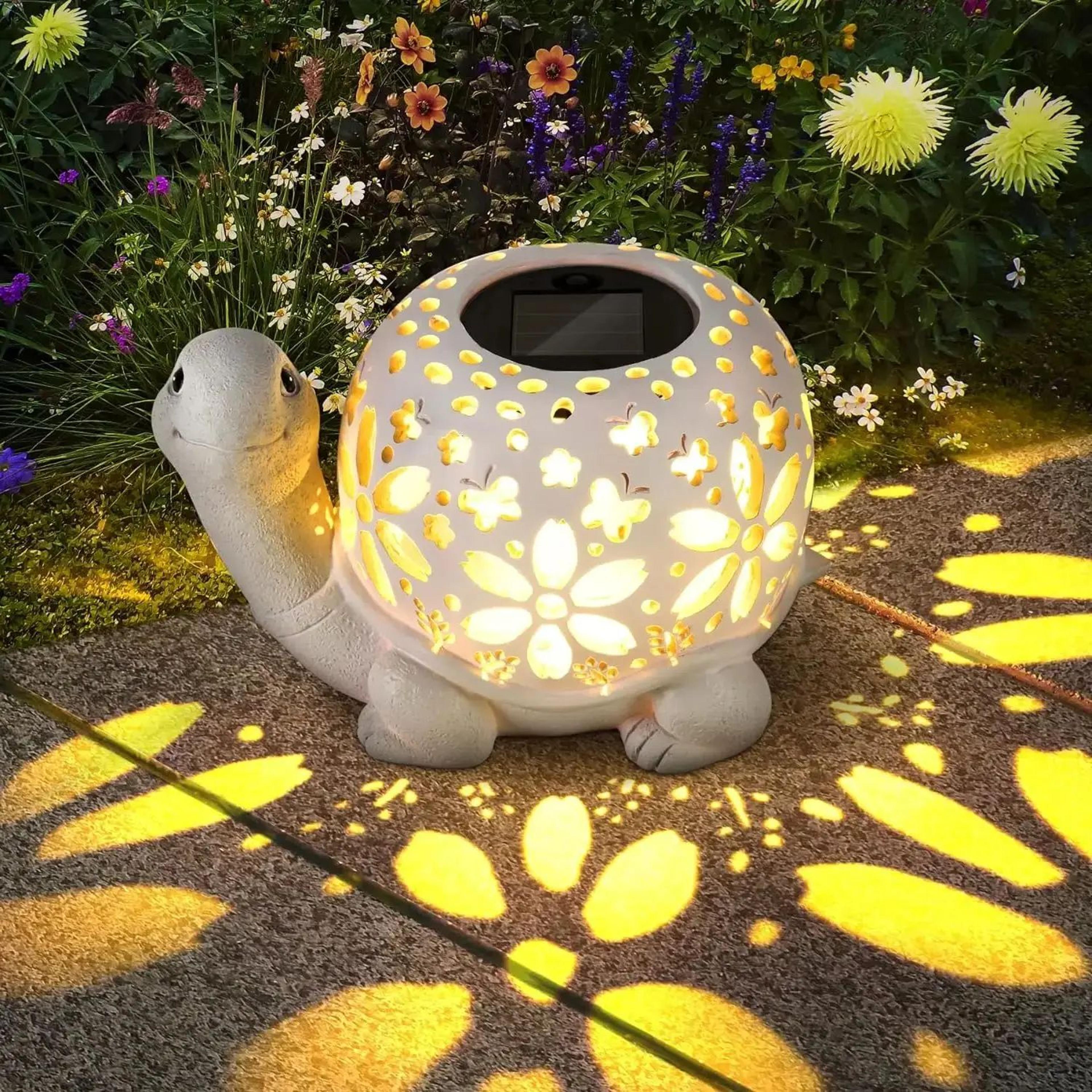 solar outdoor garden statue with led light for patio decor and gifts