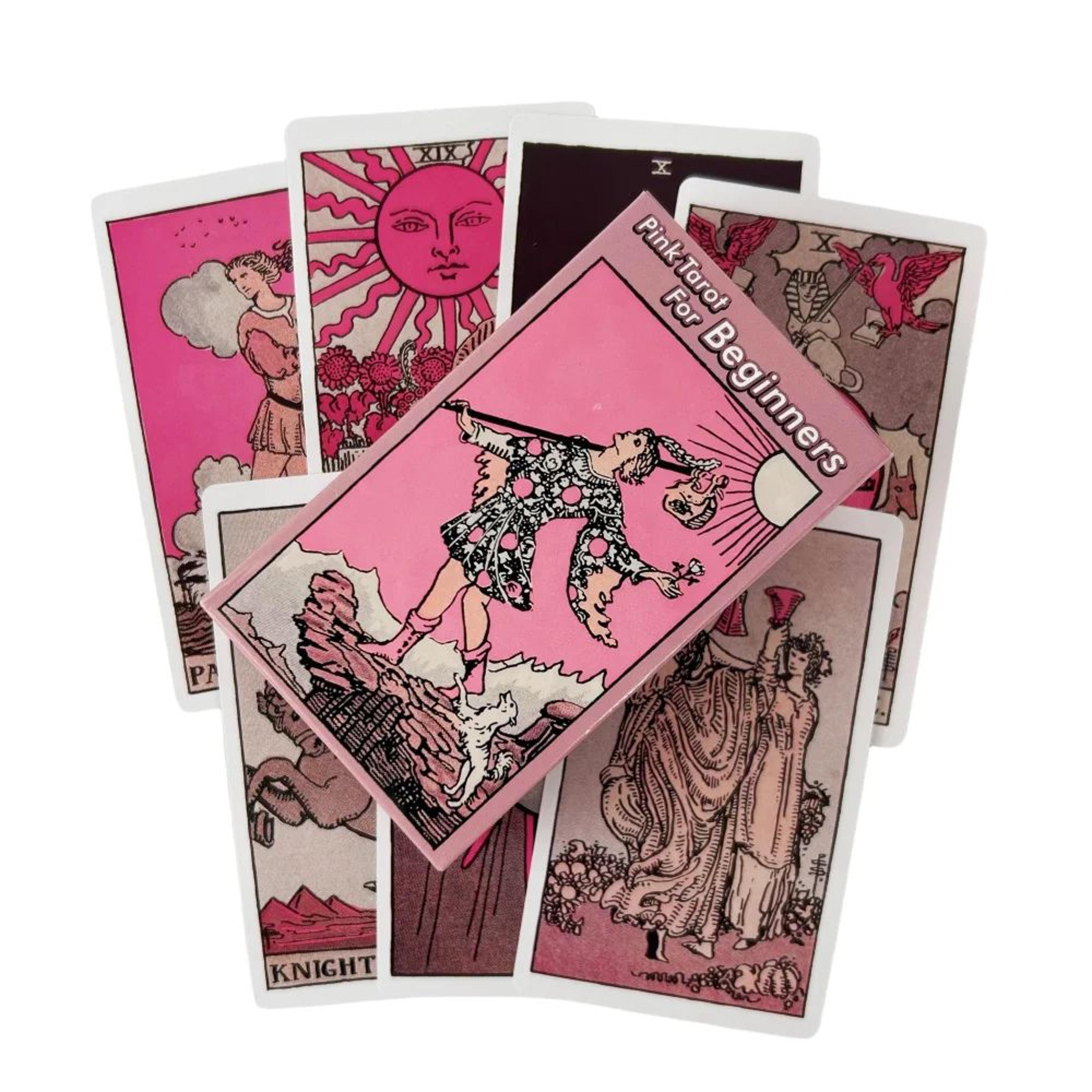 pink rider waite tarot cards deck for beginners english edition