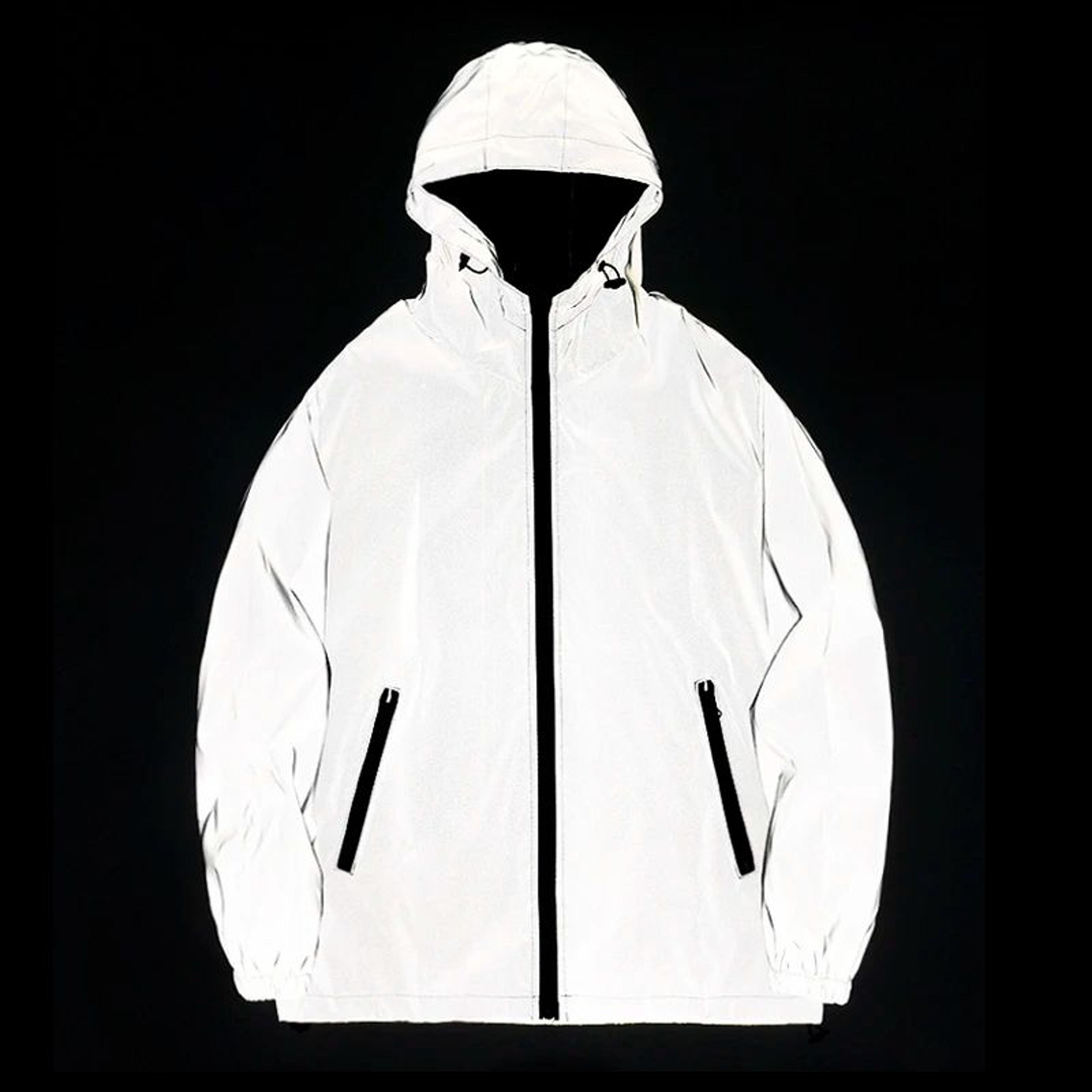 men's reflective waterproof hooded windbreaker jacket