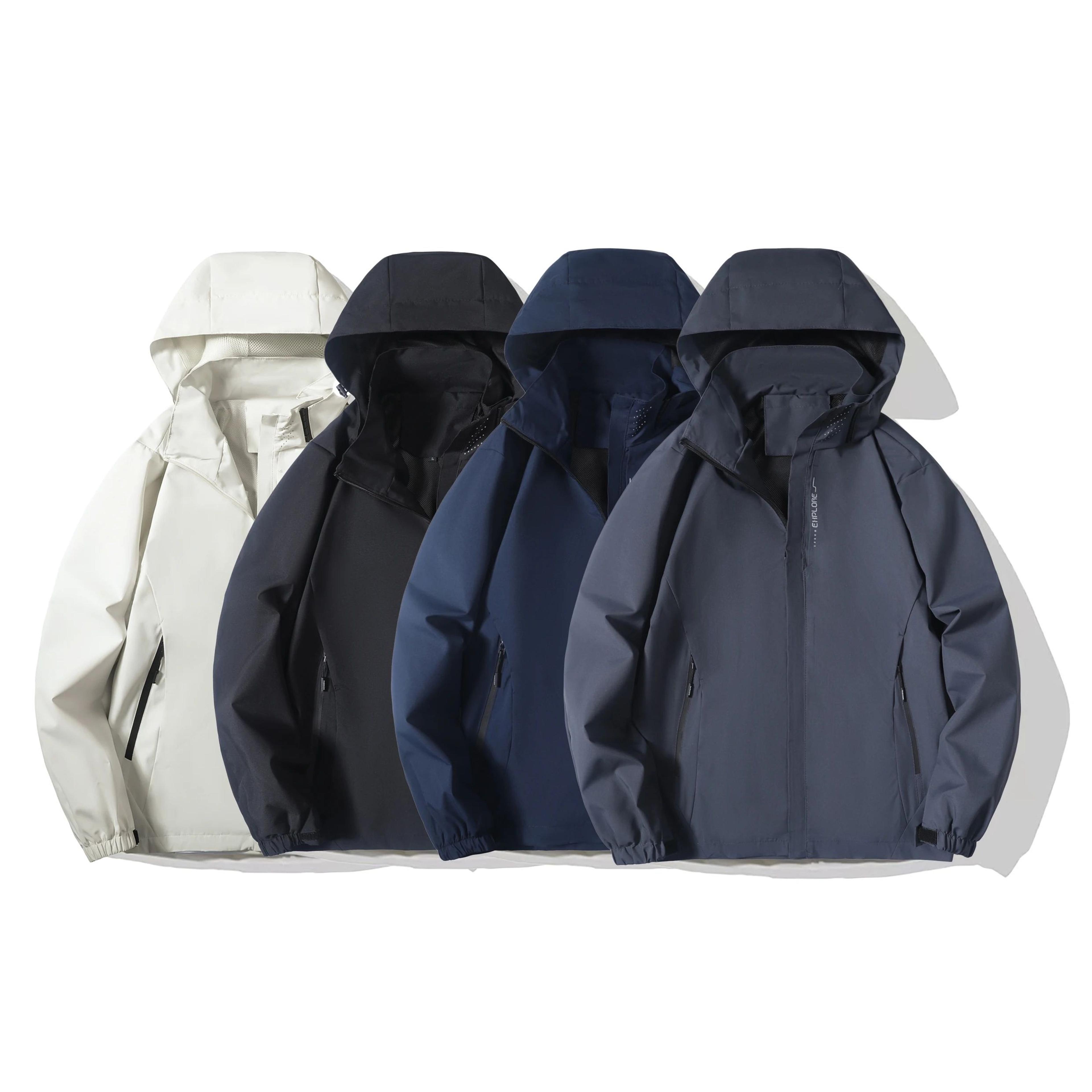 men's lightweight waterproof hooded rain jacket for hiking and outdoor adventures