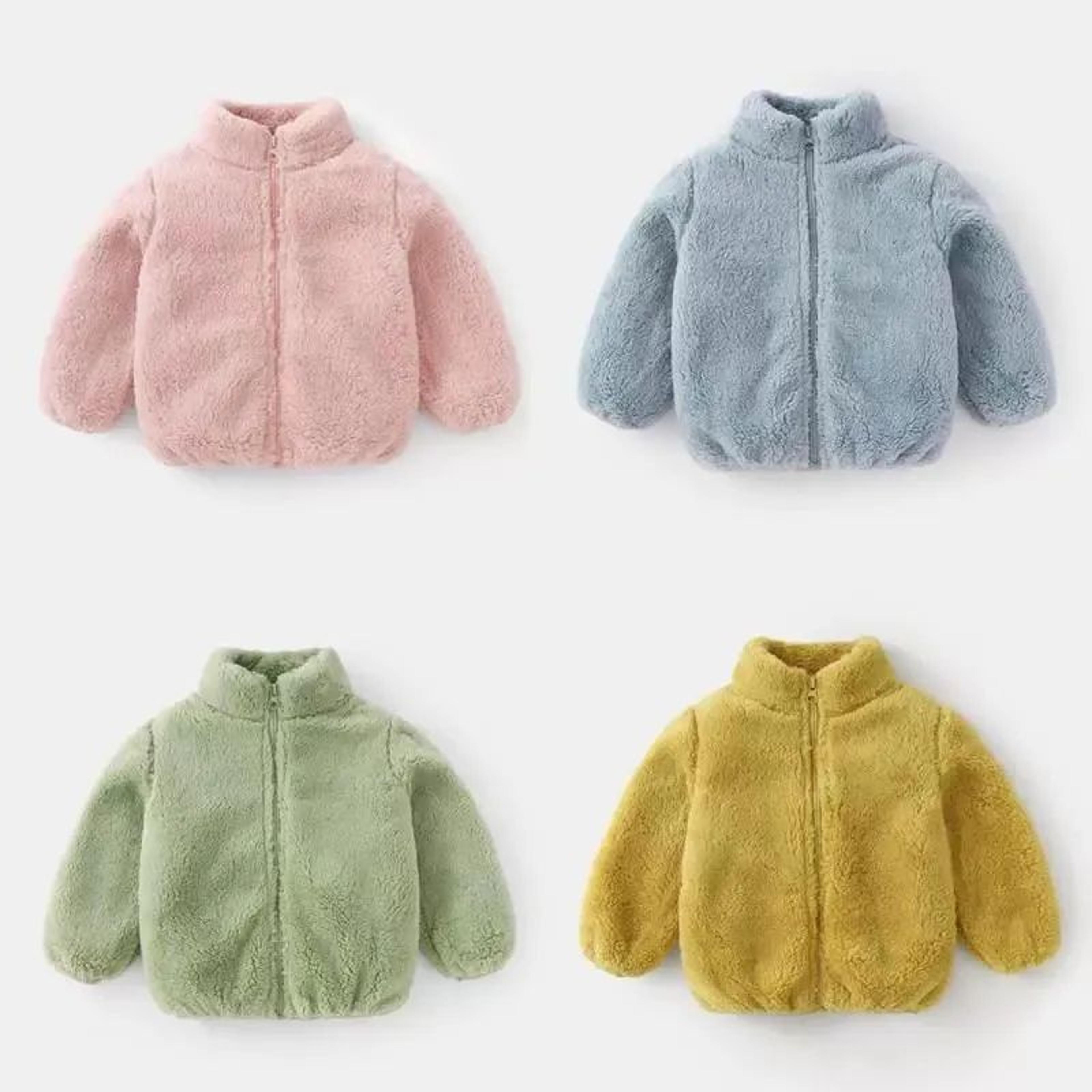 cozy solid color plush toddler jacket for boys and girls