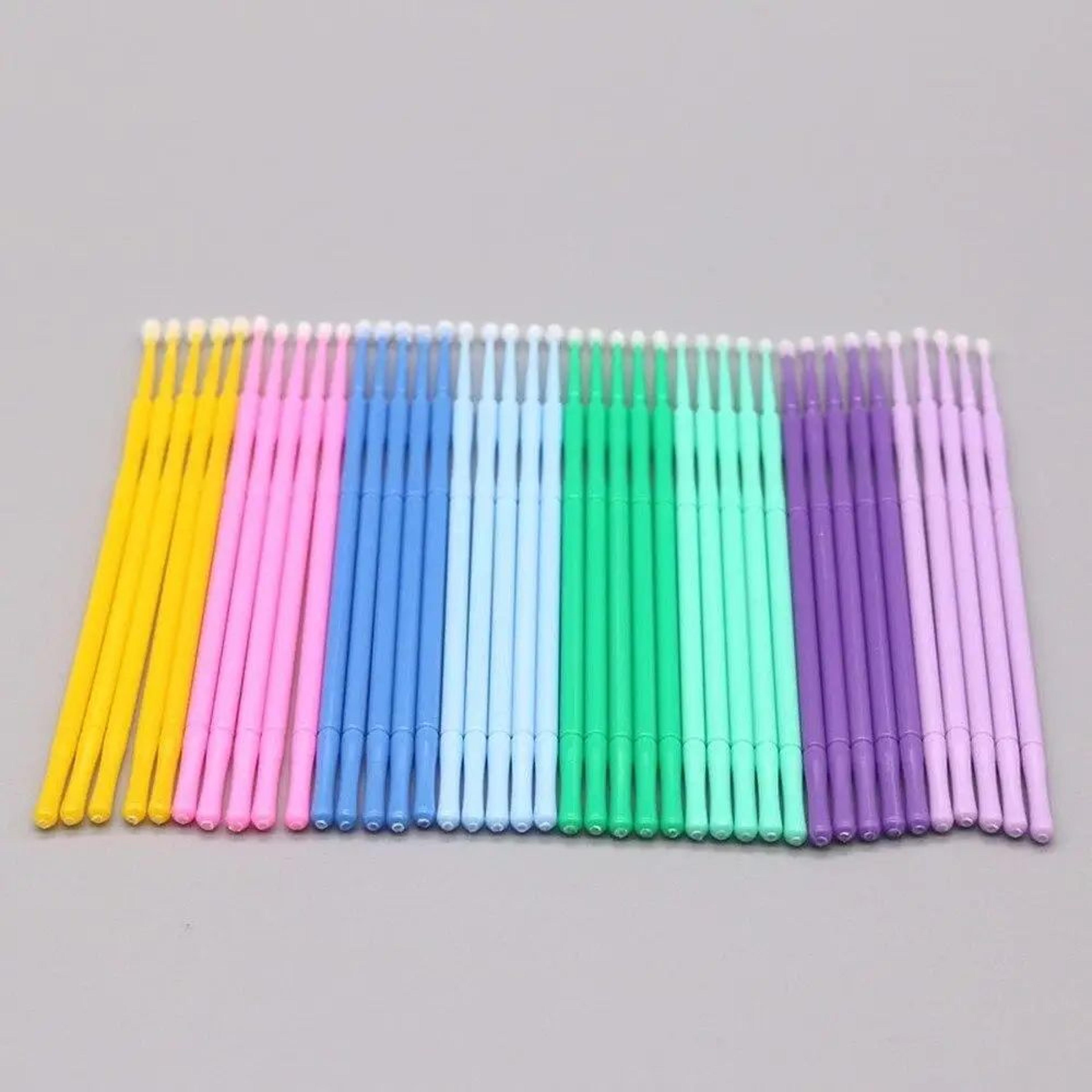 100pcs disposable micro brushes for eyelash extensions and precision makeup application