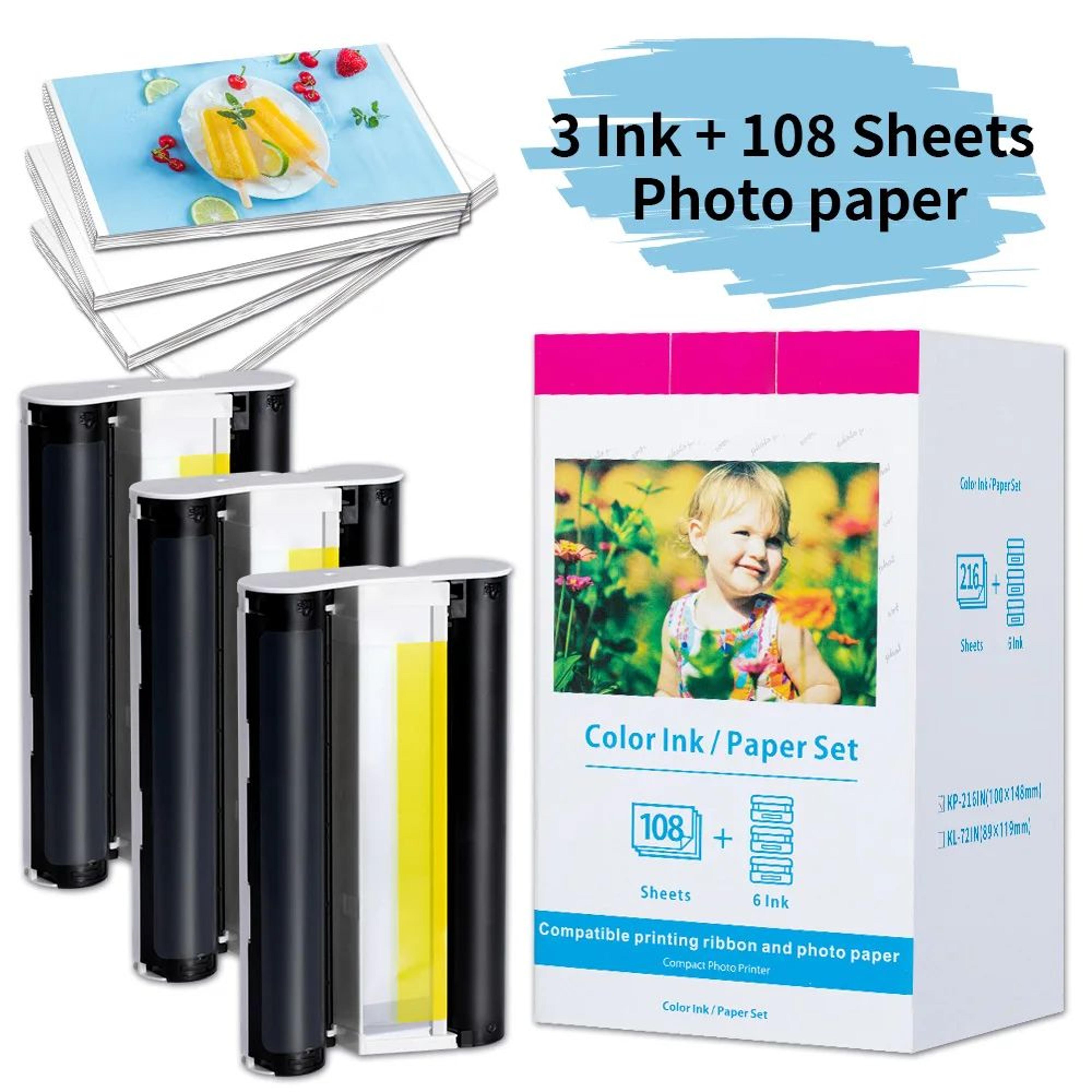 compatible canon selphy kp-108in kp-36in ink cartridges and 4x6 inch photo paper