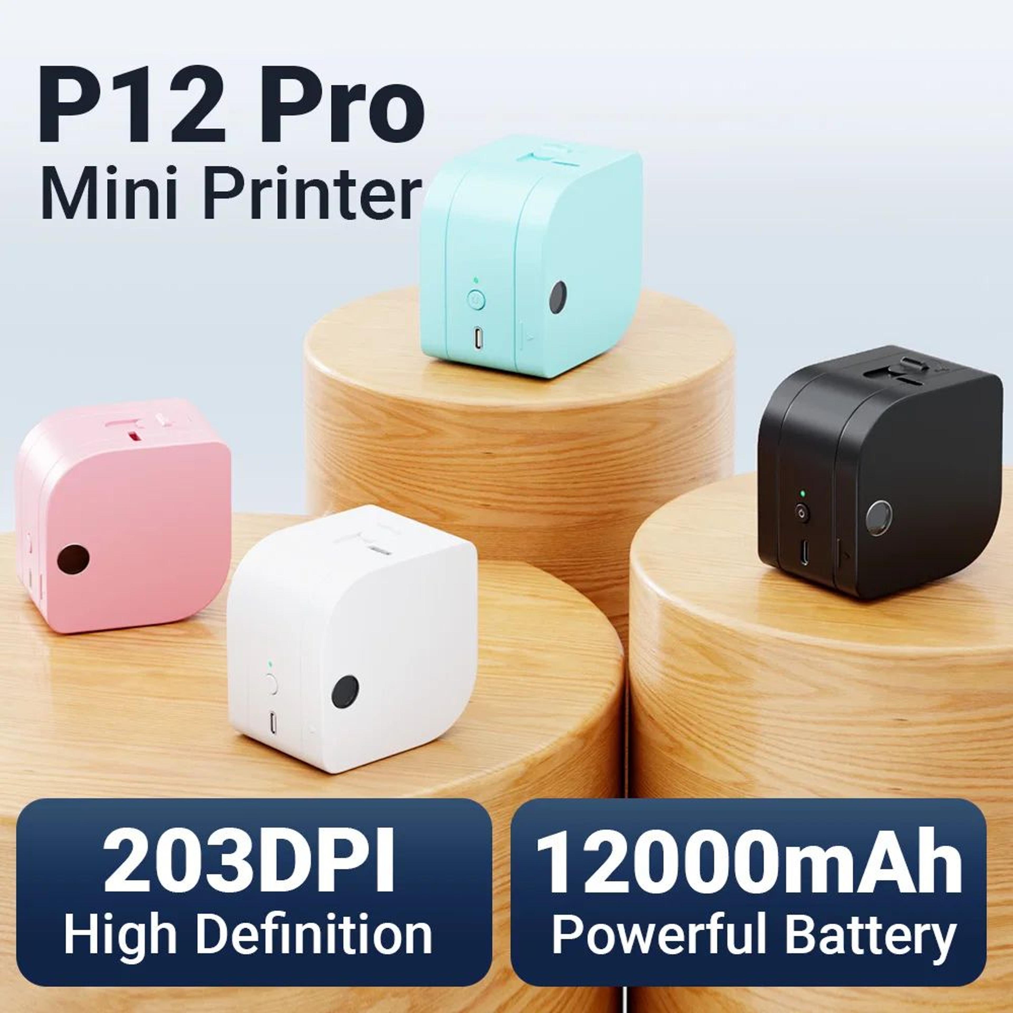 phomemo p12pro portable bluetooth label maker with 12mm multi-material label tape