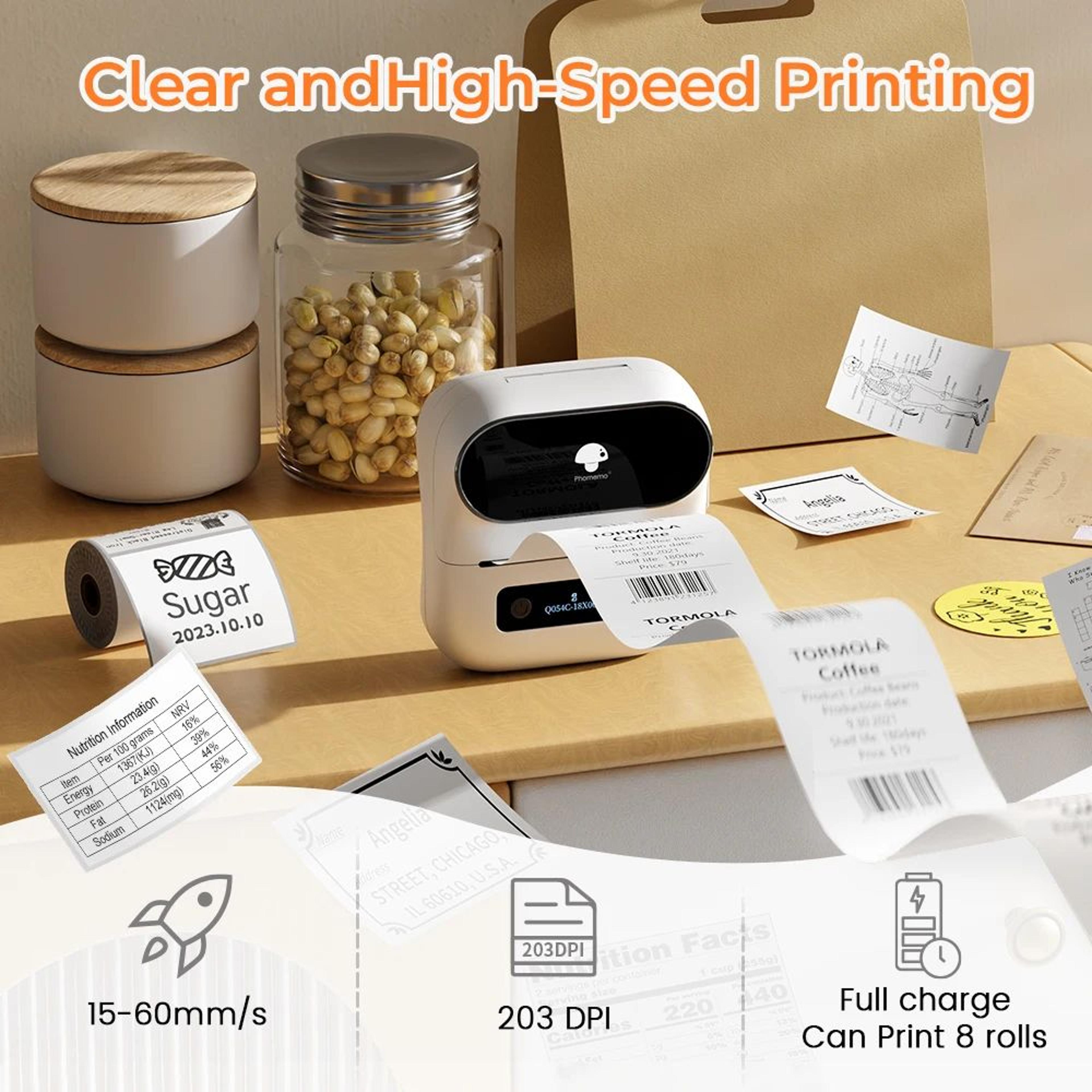 portable bluetooth thermal label printer 75mm barcode and qr code sticker maker