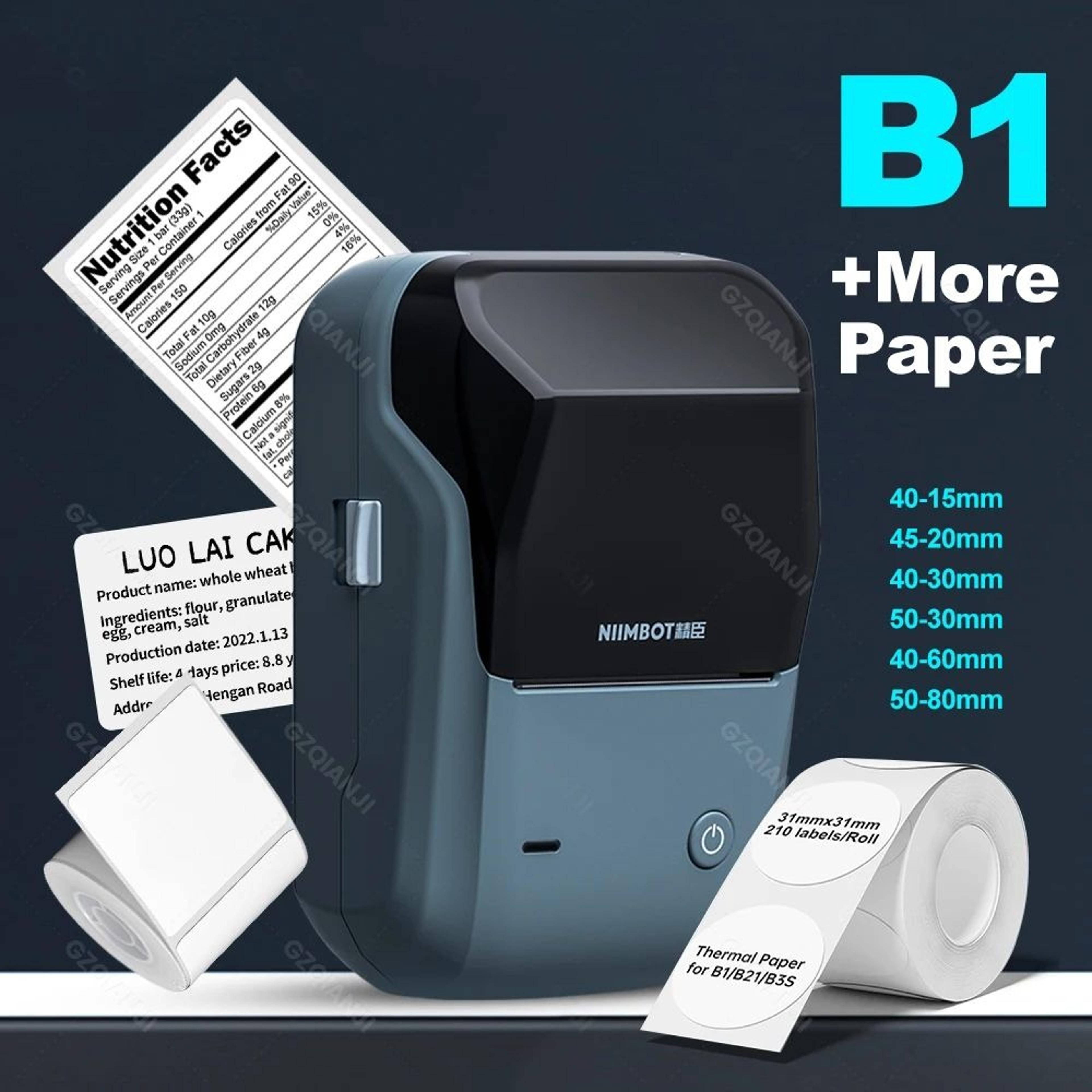 b1 portable bluetooth thermal label printer for barcode and sticker printing