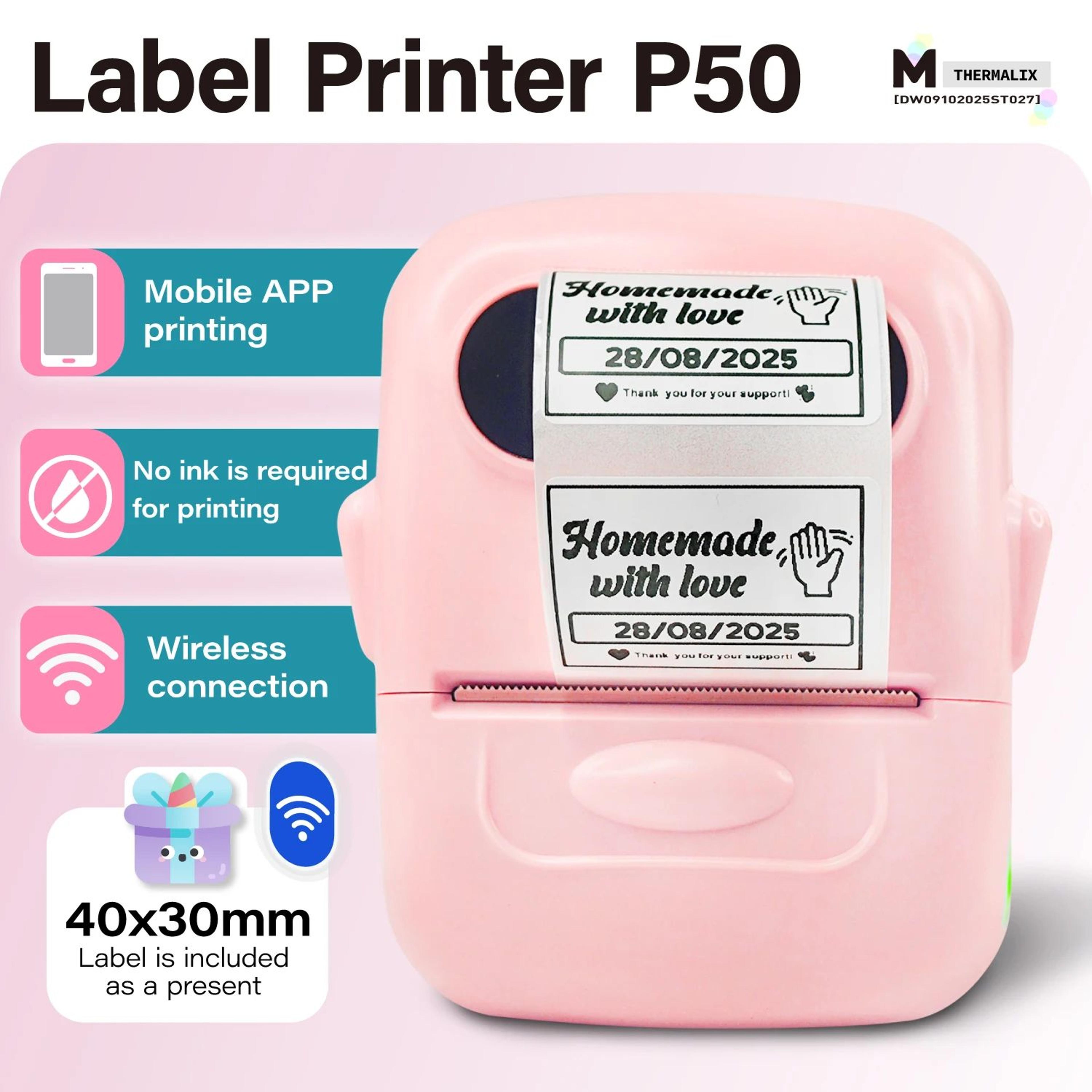portable wireless thermal label printer for home and office organization