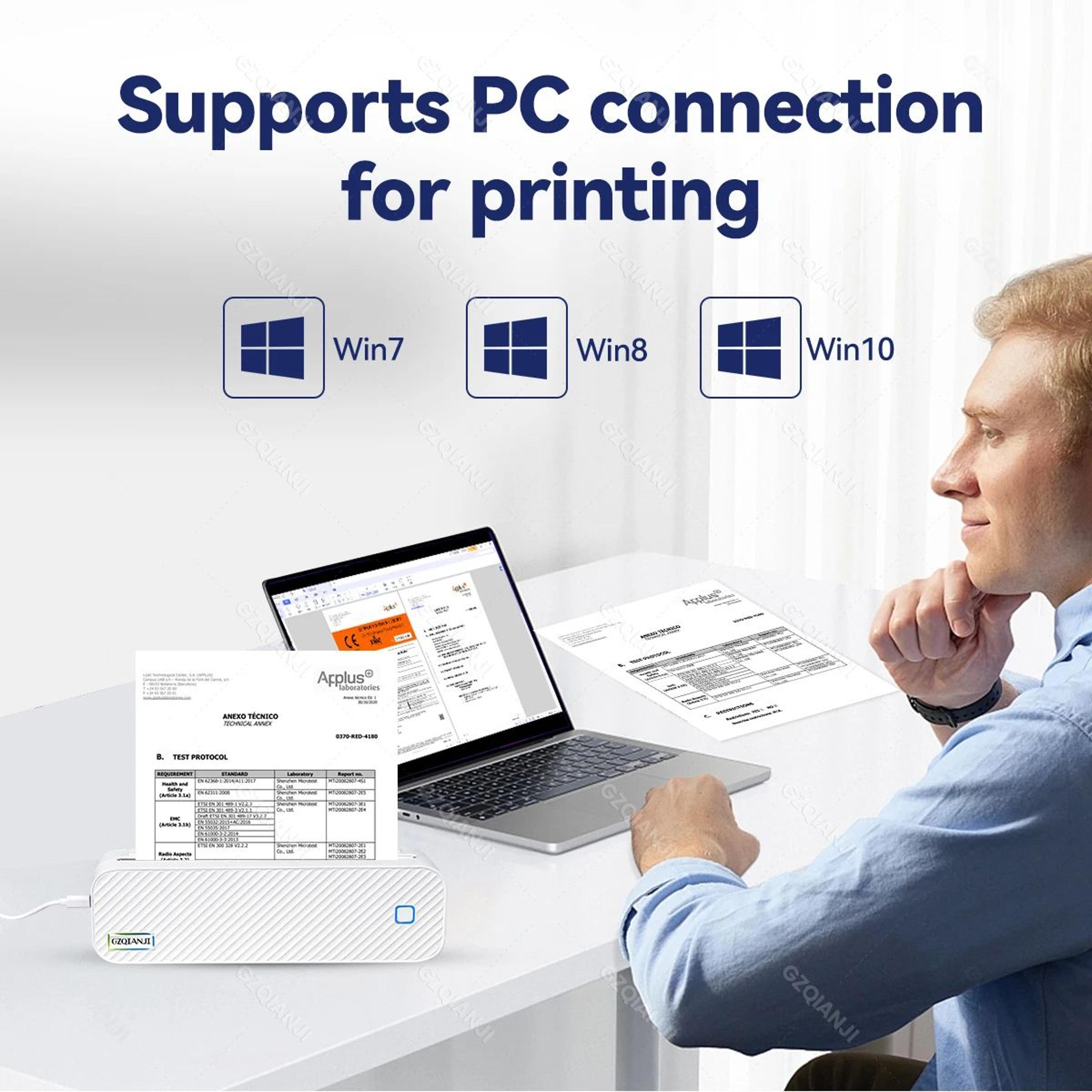 portable a4 wireless bluetooth thermal printer for documents and photos