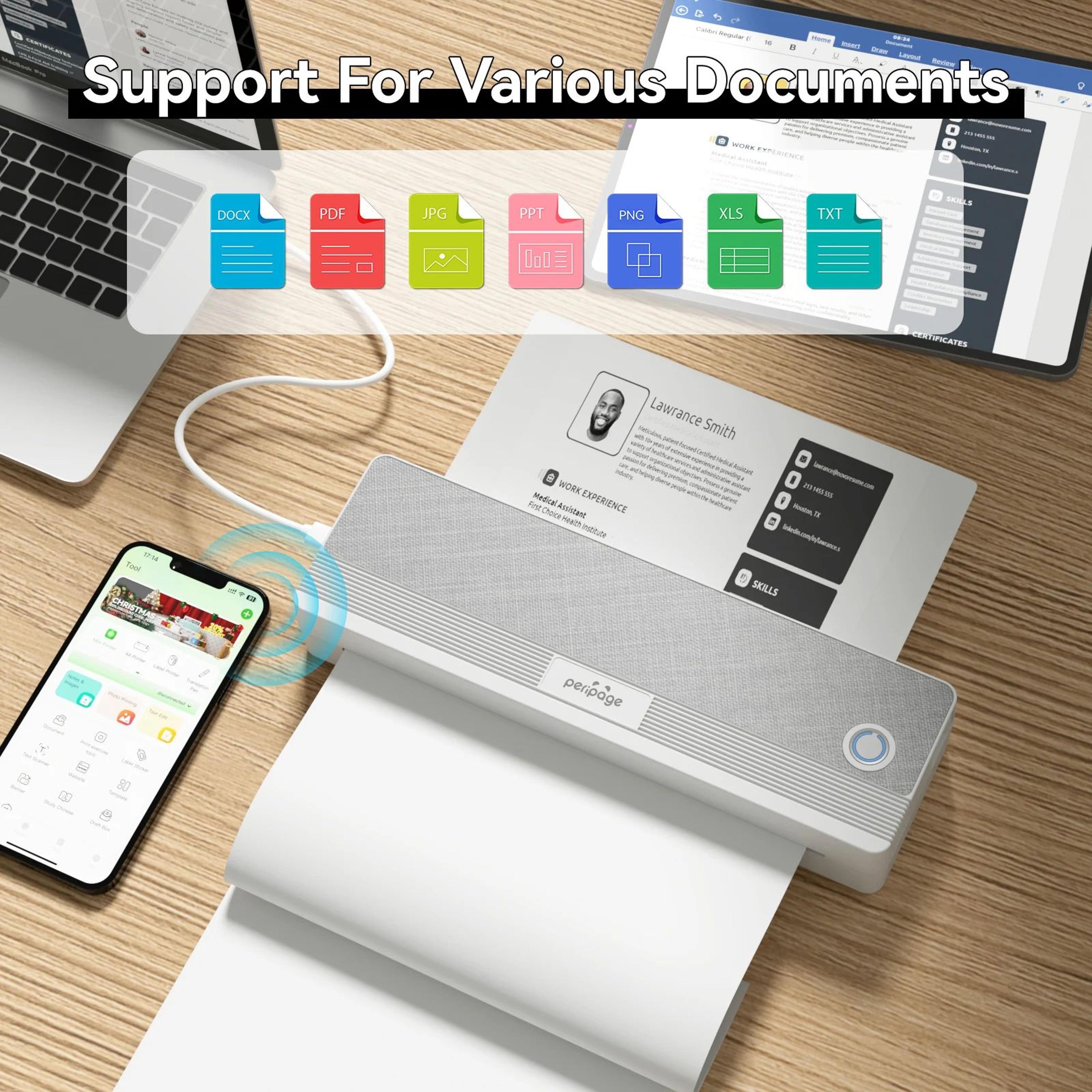 a40 portable a4 thermal printer bluetooth wireless inkless printer for documents and photos
