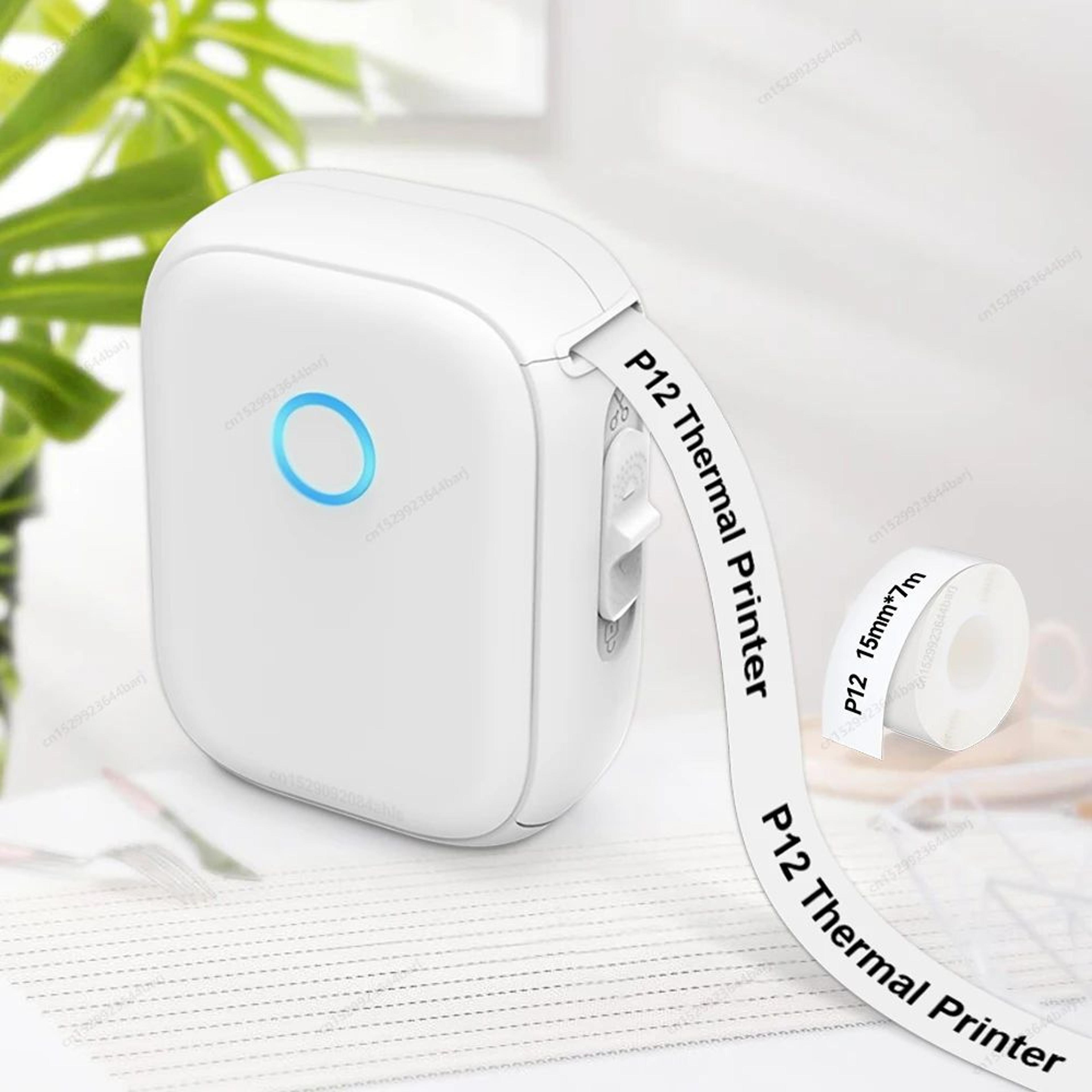 p12 mini inkless thermal label printer with auto cut and self-adhesive stickers