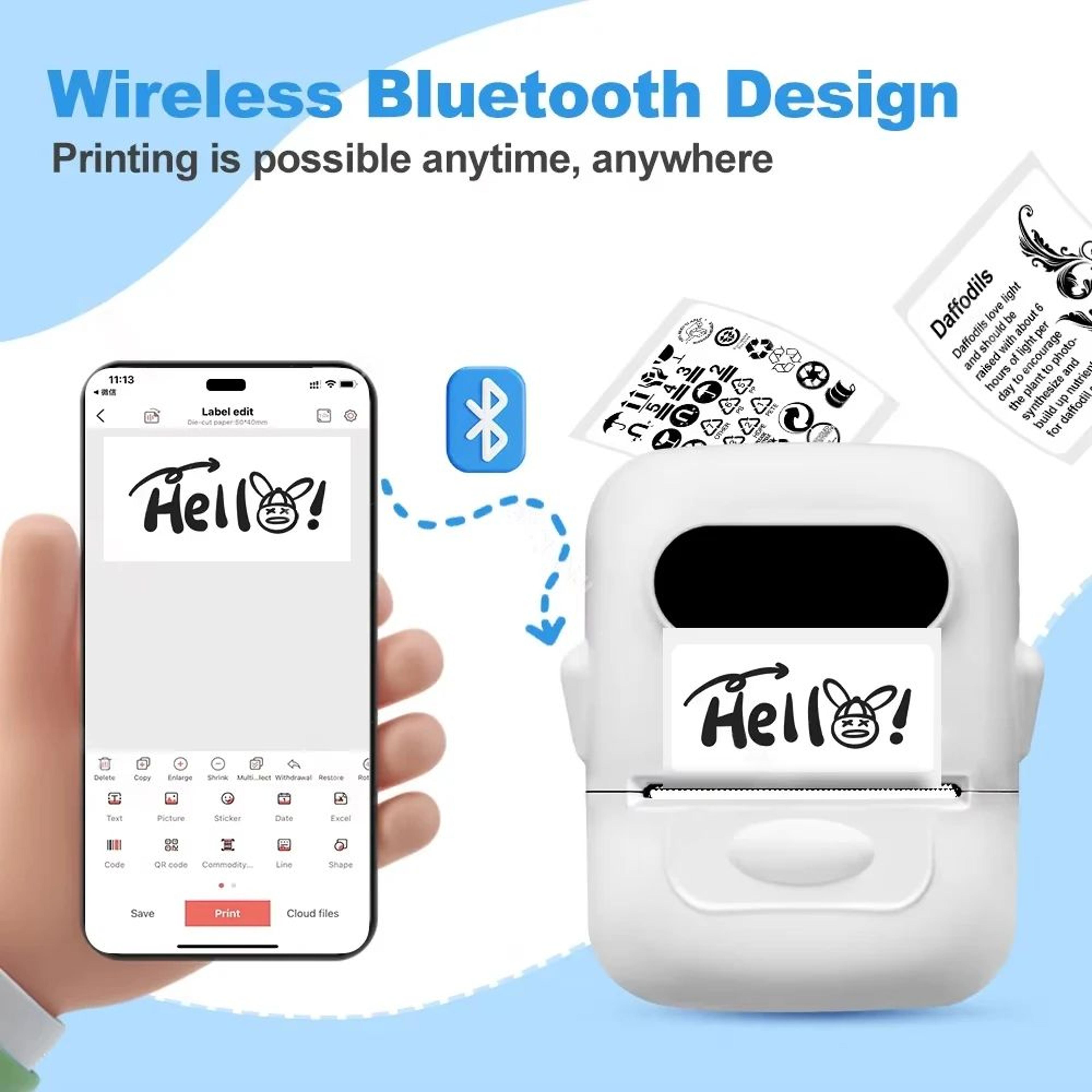 p50 mini portable thermal label printer with self-adhesive sticker labels