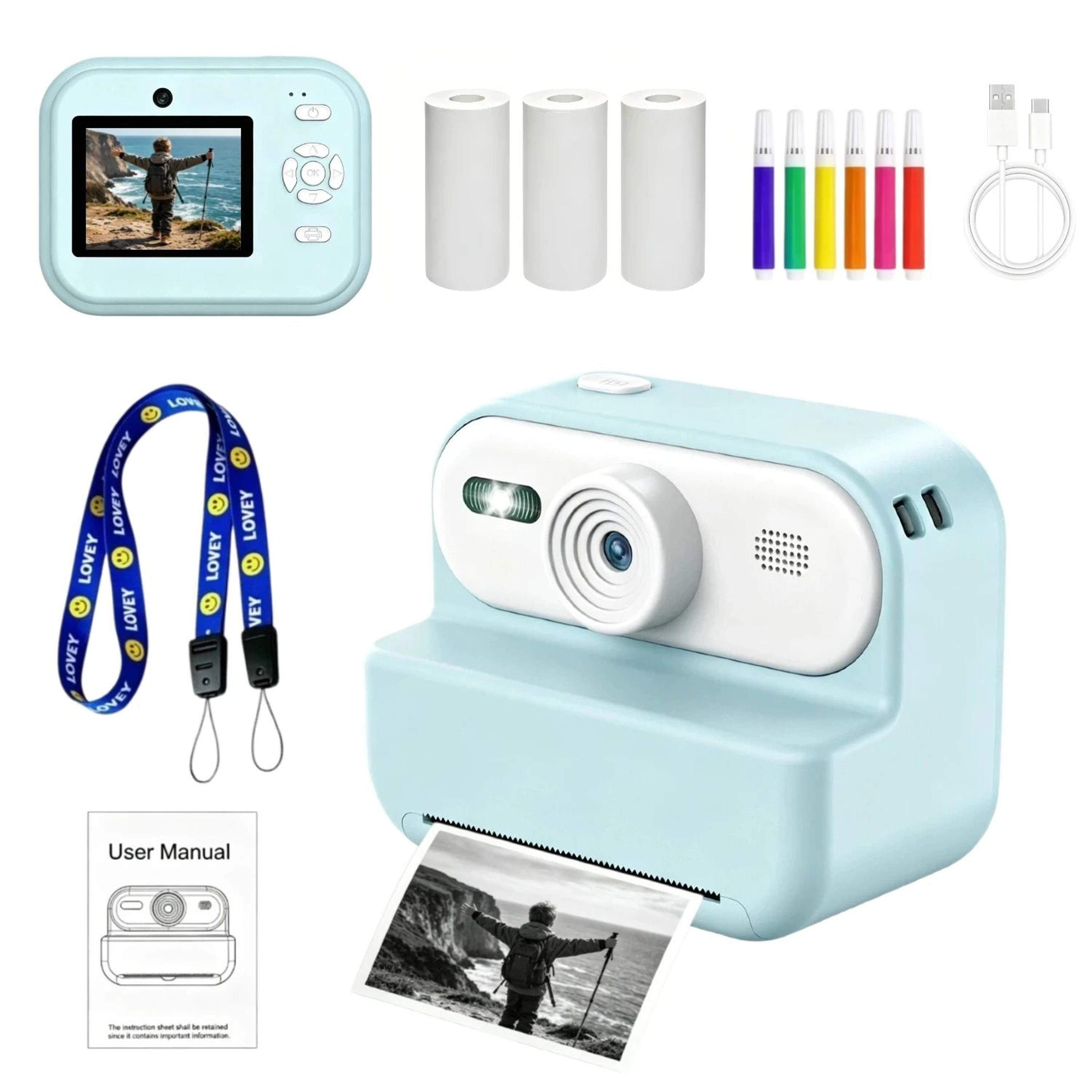 kids instant print camera with 1080p hd photography and portable thermal printer