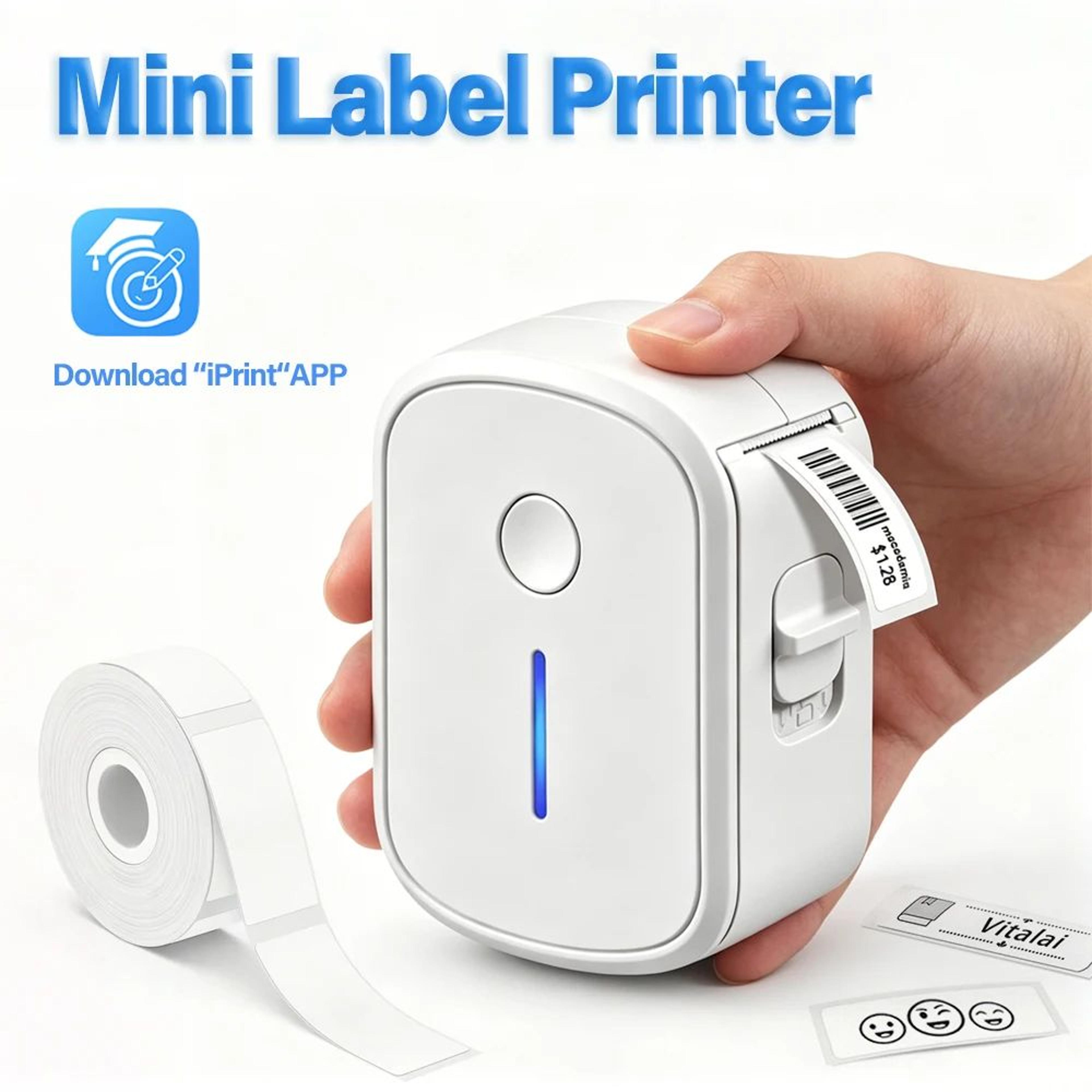 portable mini bluetooth thermal label printer - wireless inkless sticker maker