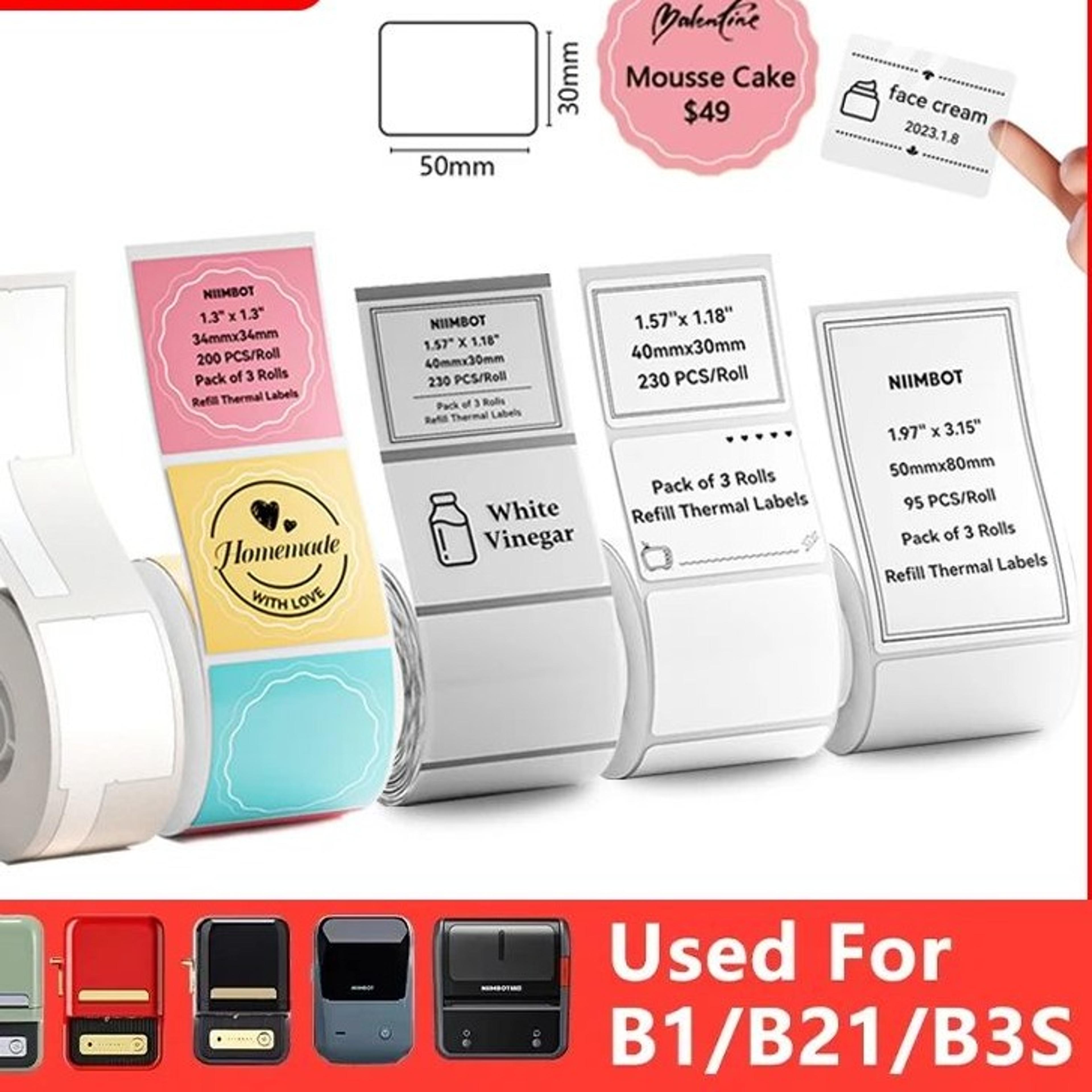 self-adhesive thermal label stickers for b1 b21 printers - waterproof oil-resistant label roll