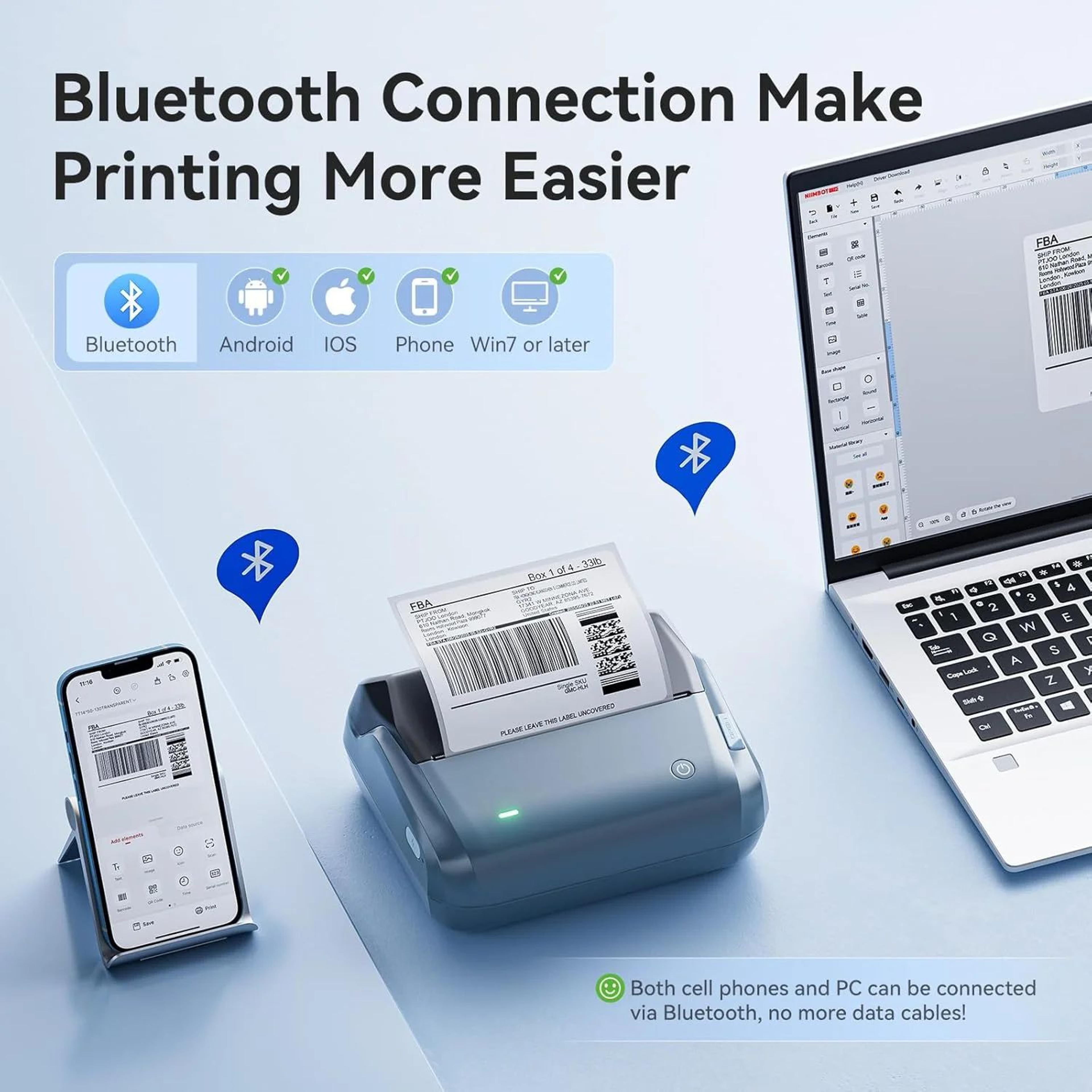 portable 4 inch thermal shipping label printer with barcode printing