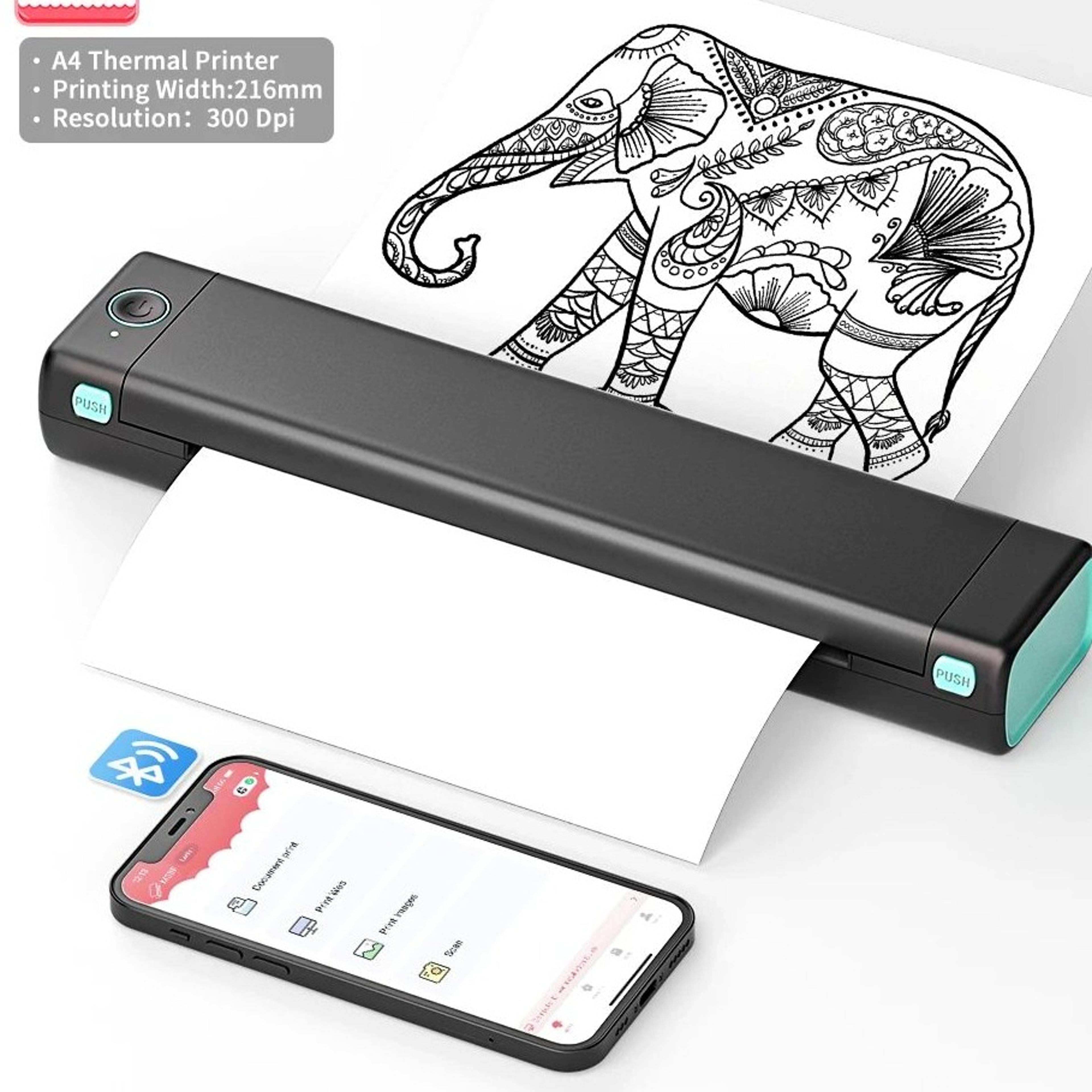 phomemo m08f a4 portable wireless thermal printer for travel, home and office