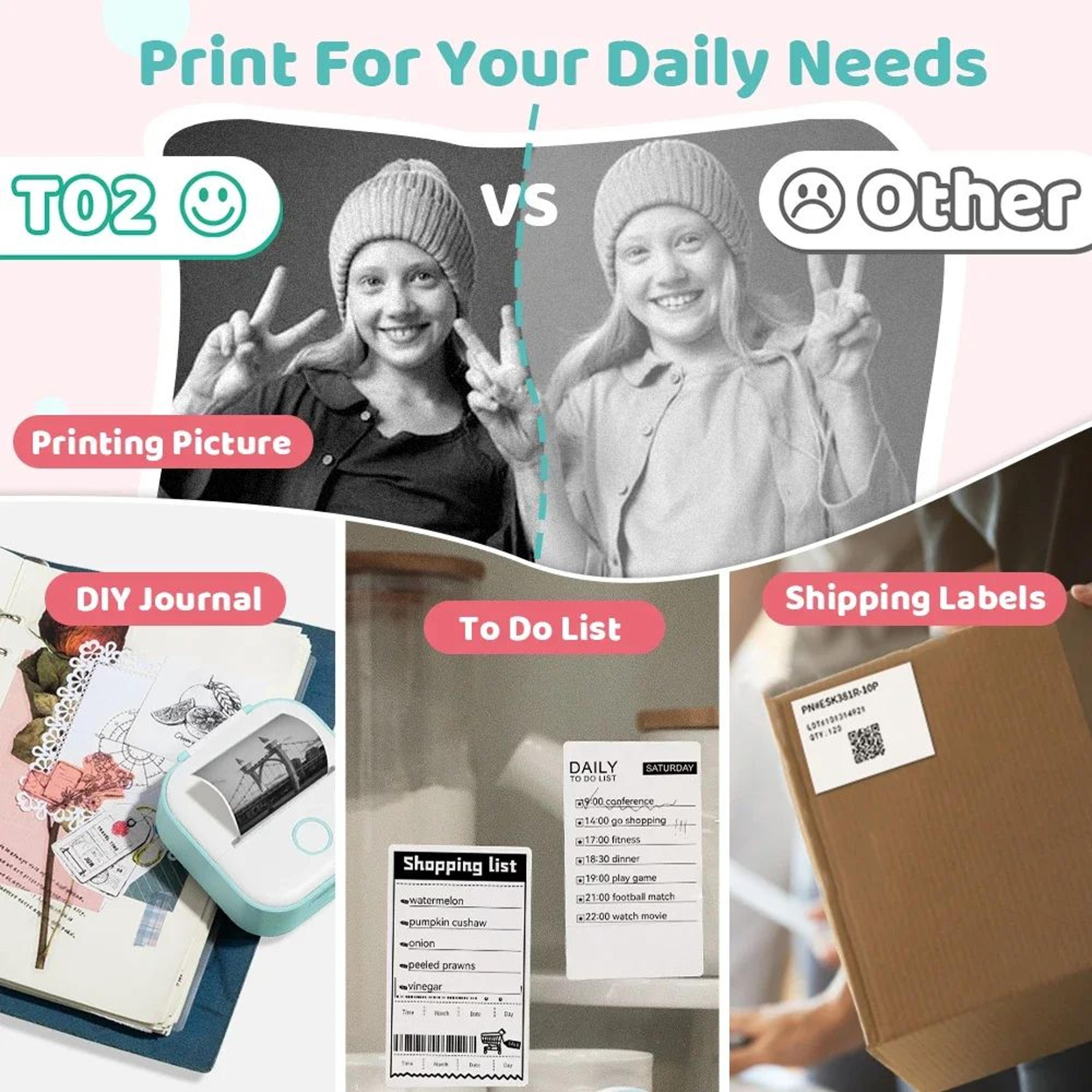 mini bluetooth thermal pocket printer for photos, notes and stickers