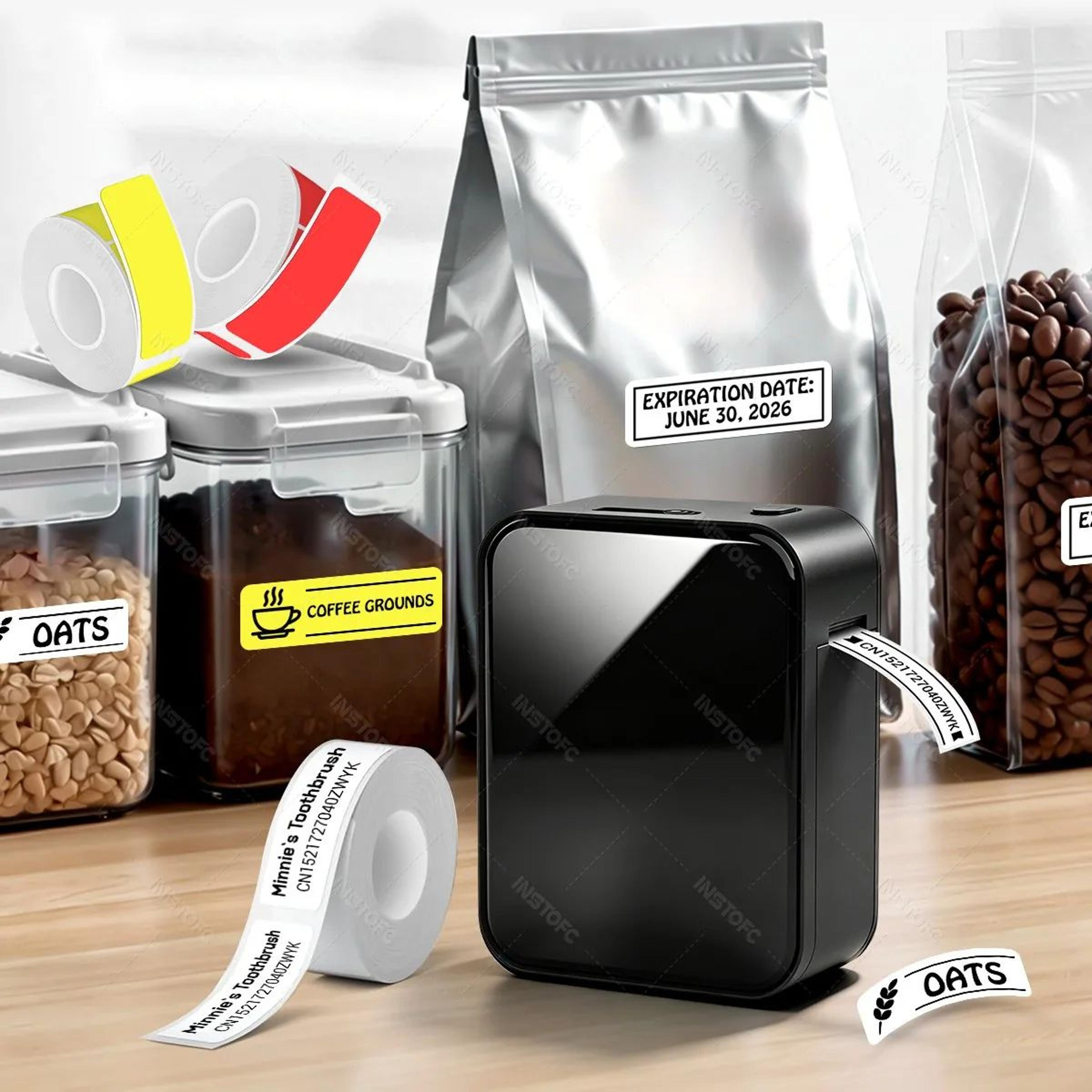 mini portable wireless thermal label printer with self-adhesive stickers