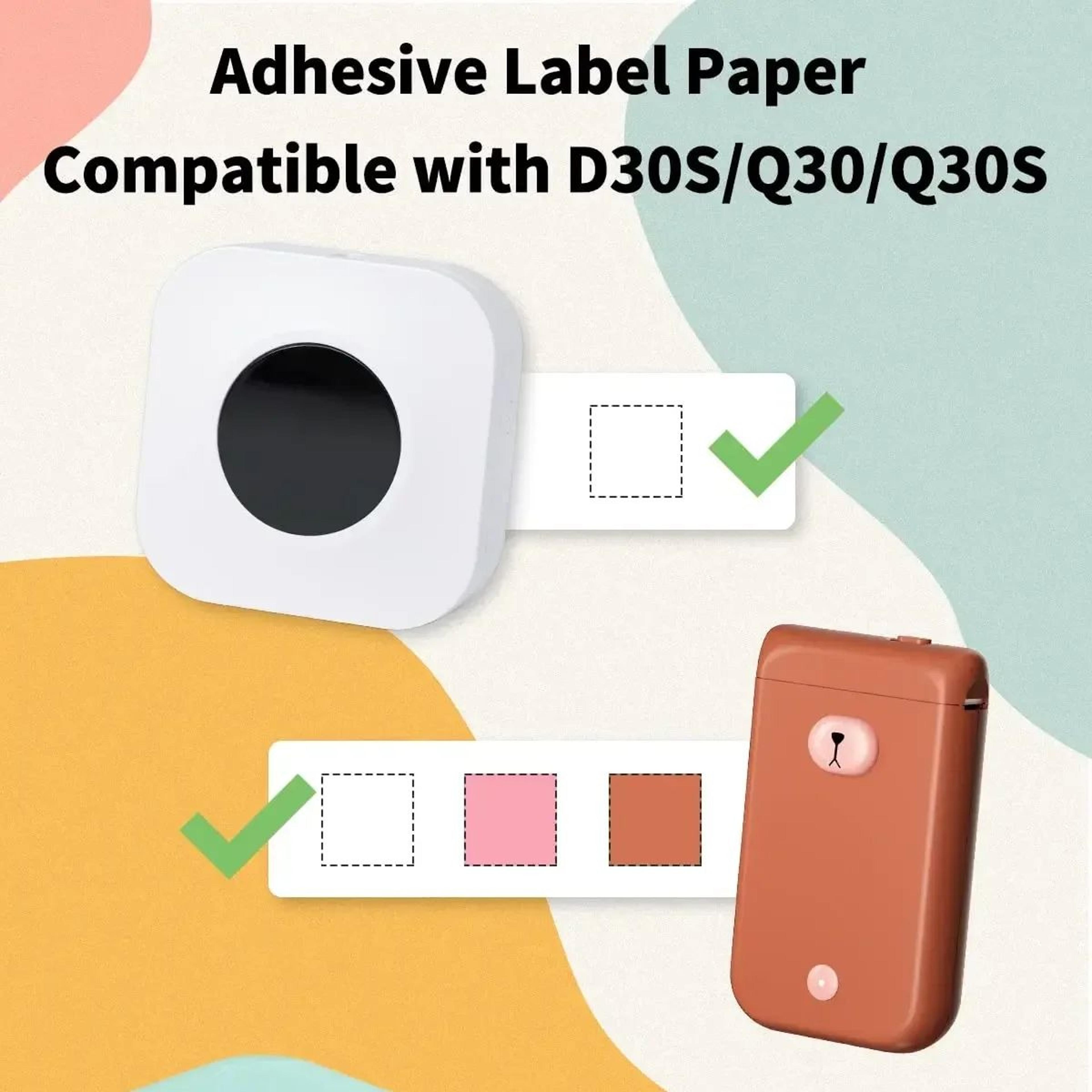 3 rolls white self-adhesive thermal label paper replacement sticker tape for q30 label printer