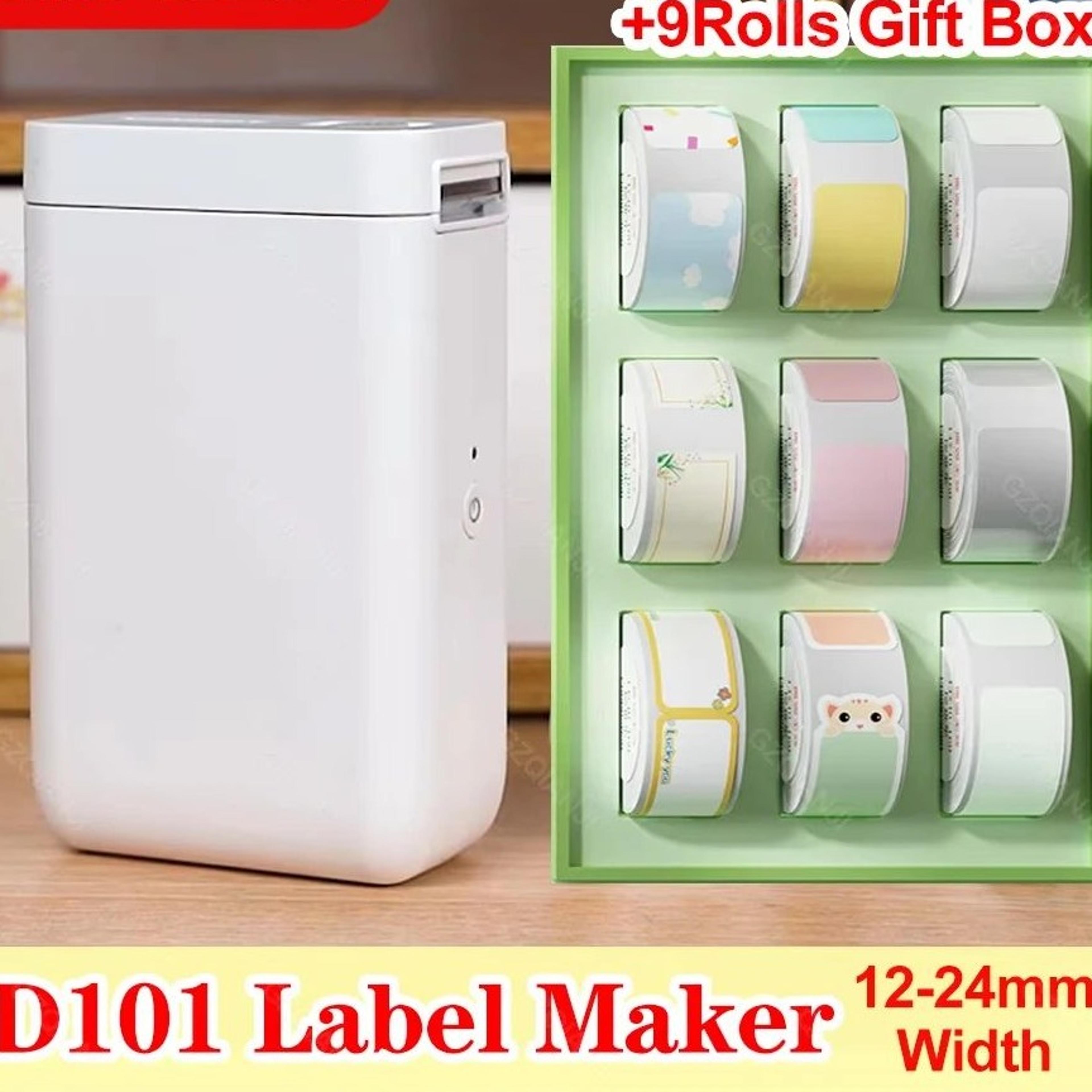 portable bluetooth thermal label printer with 6 or 9 rolls of colorful sticker labels