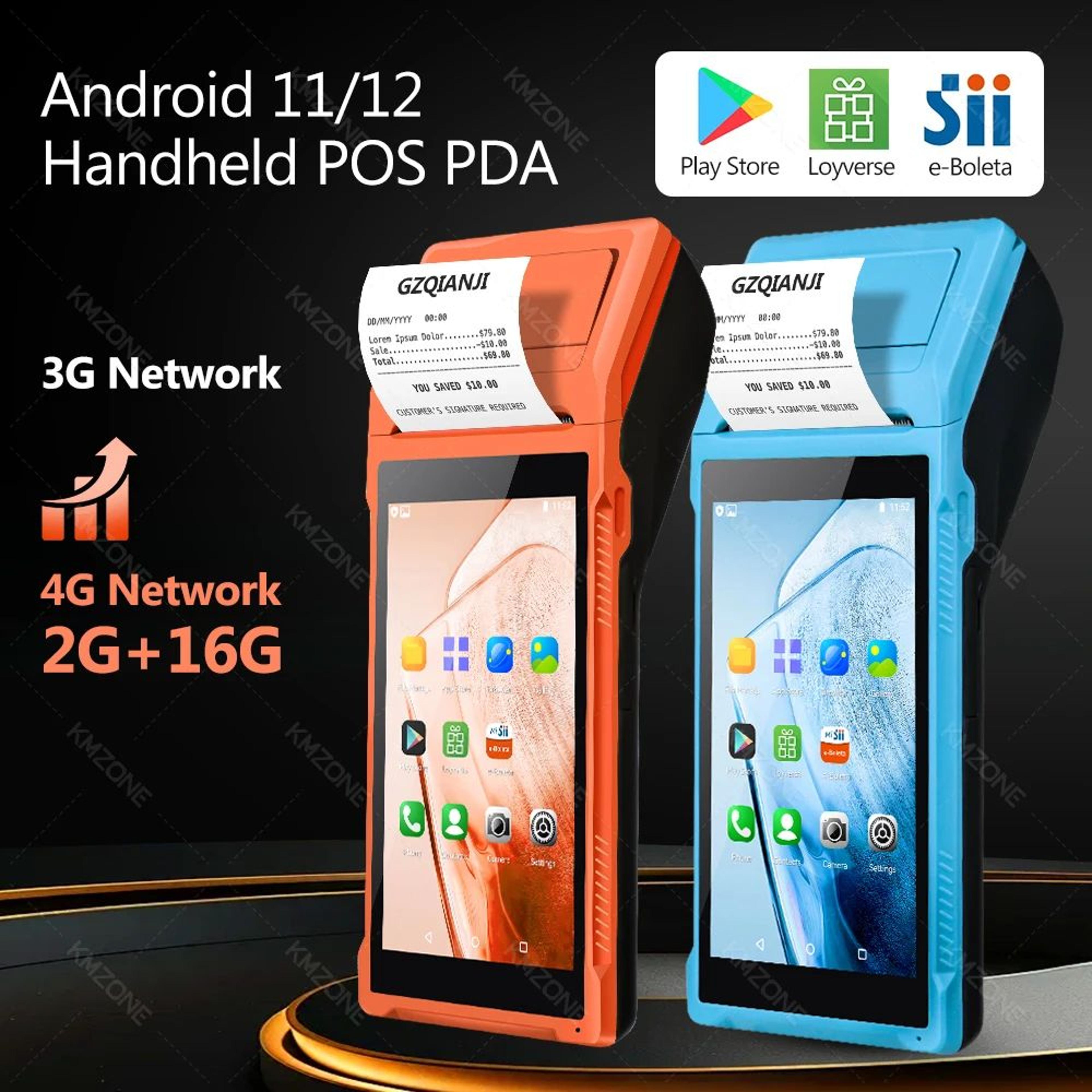 5.5 inch android handheld pos terminal with 58mm thermal receipt printer and 4g connectivity