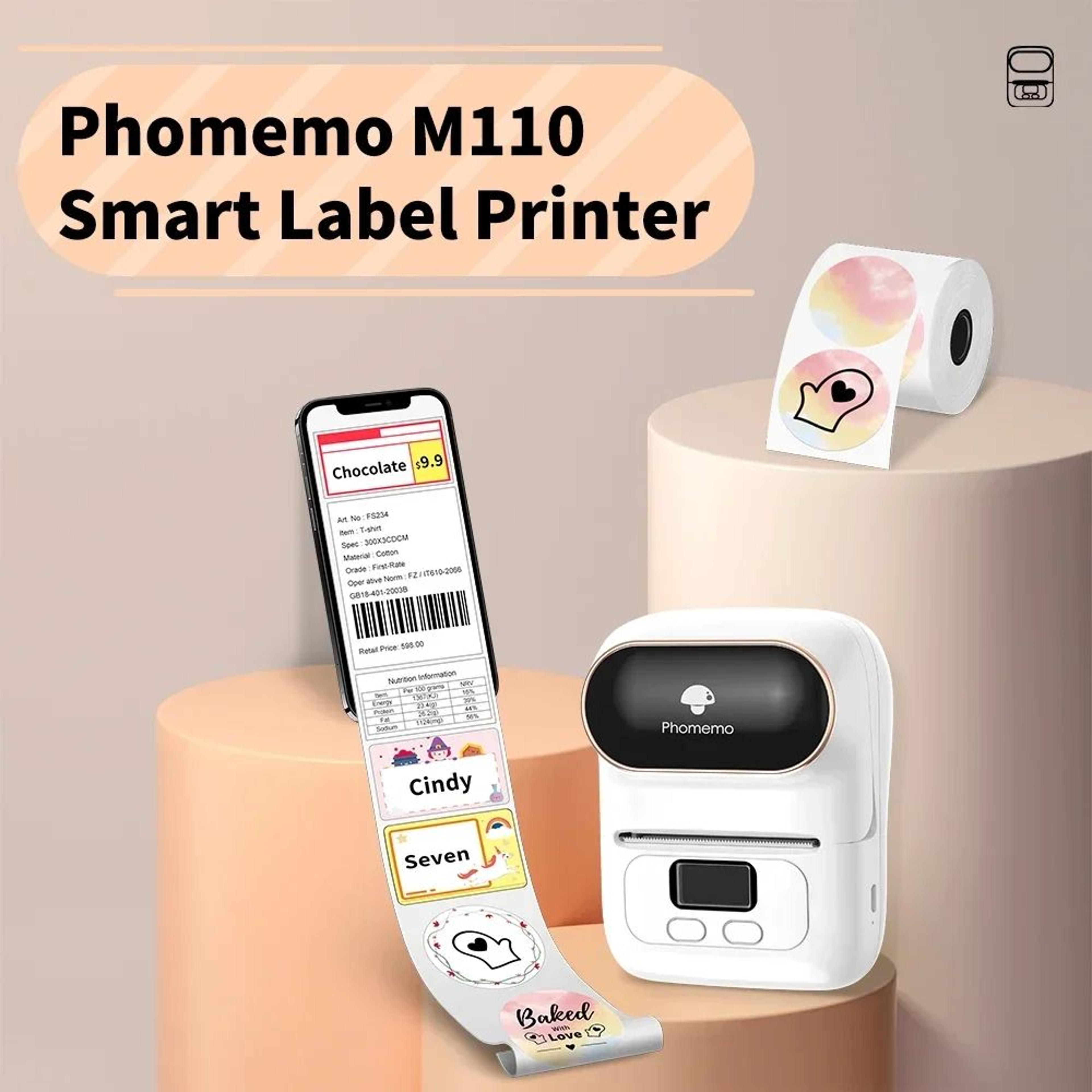 m110 portable bluetooth thermal label printer for barcode and business labeling