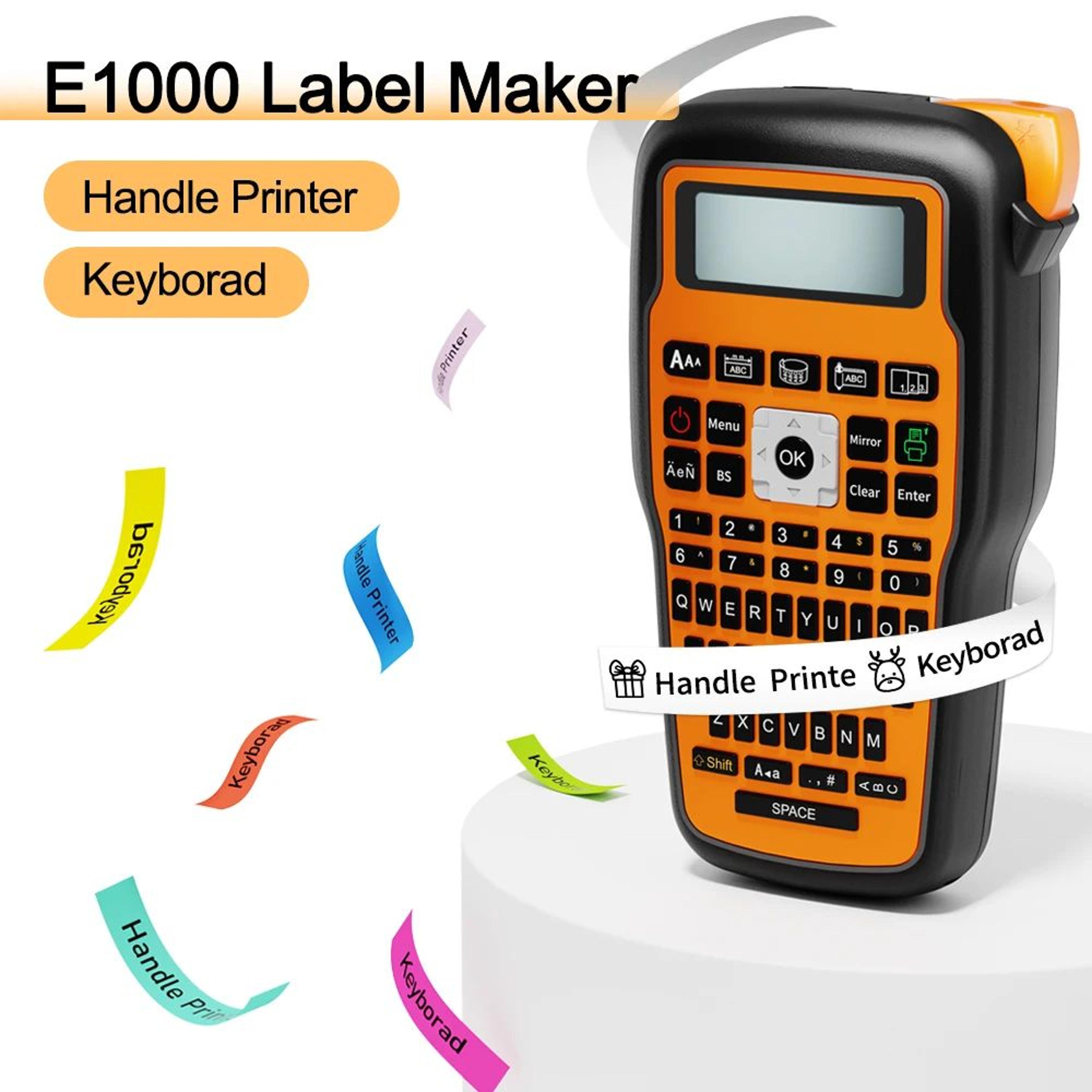 e1000 pro portable industrial label maker with qwerty keyboard and heat shrink tube printing
