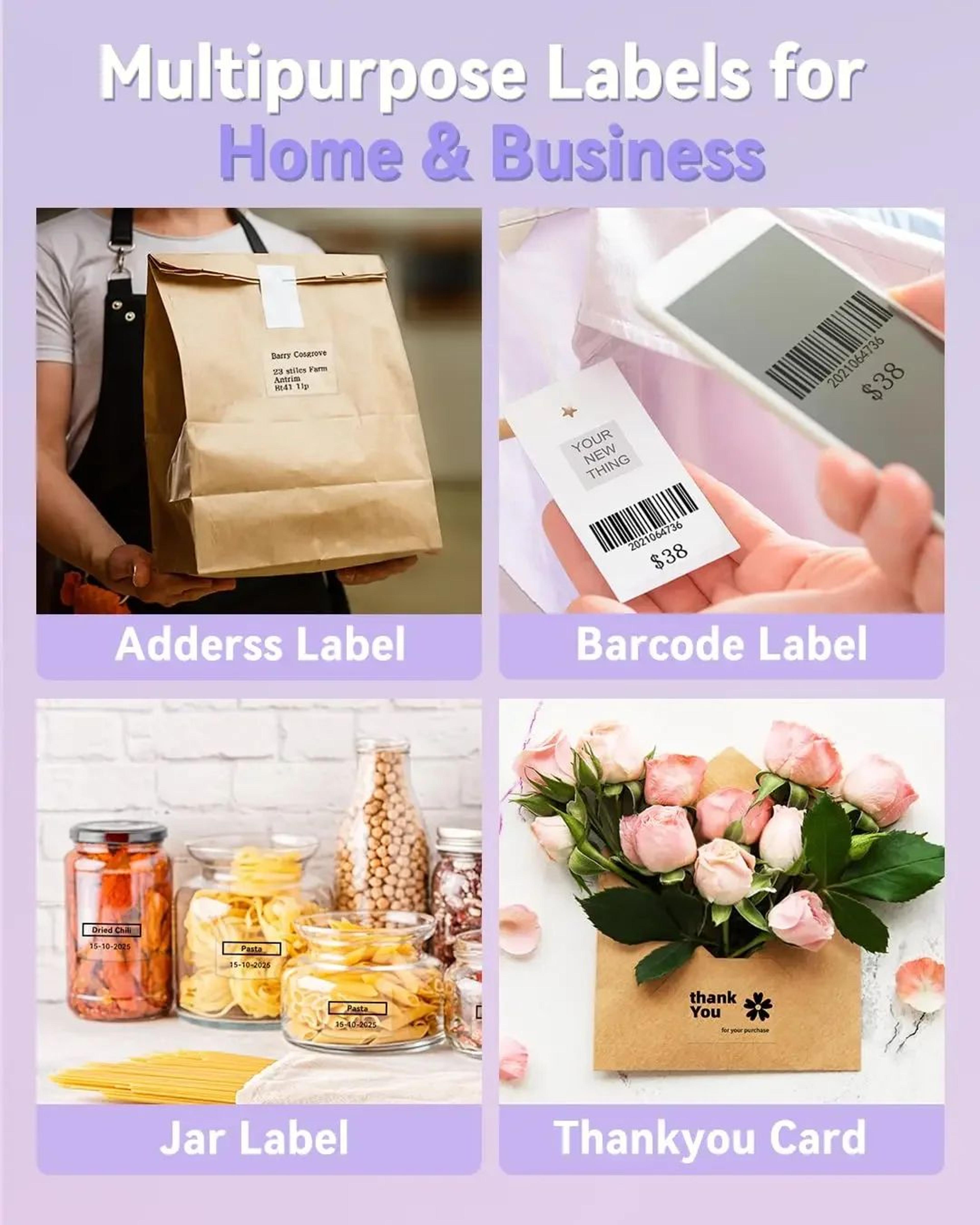 3 rolls transparent thermal sticker labels 40 x 30mm for logo and barcode printing
